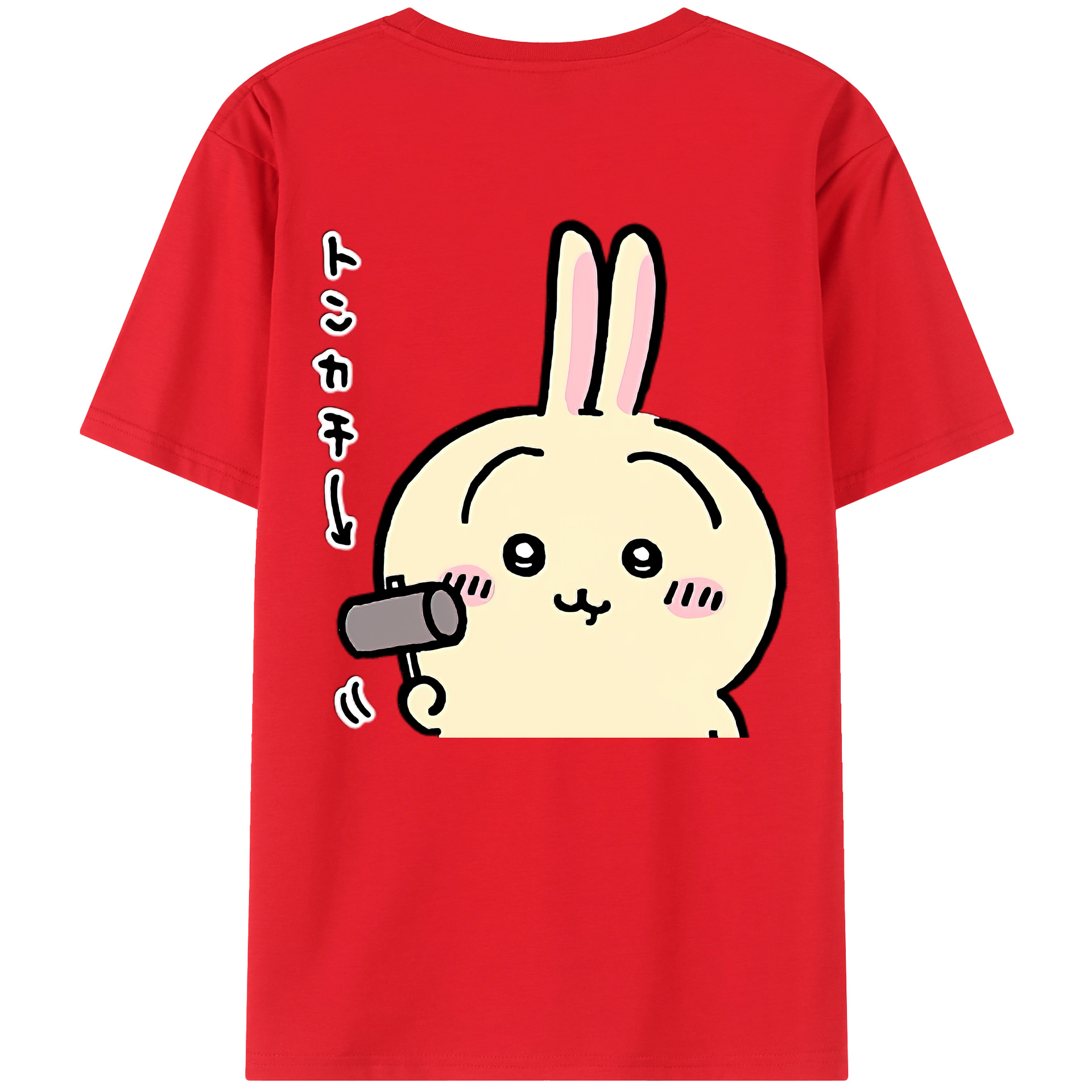 （画像用） ちいかわ うさぎ Chii-kawa usagi 綿100％半袖Tシャツ（背面プリント）