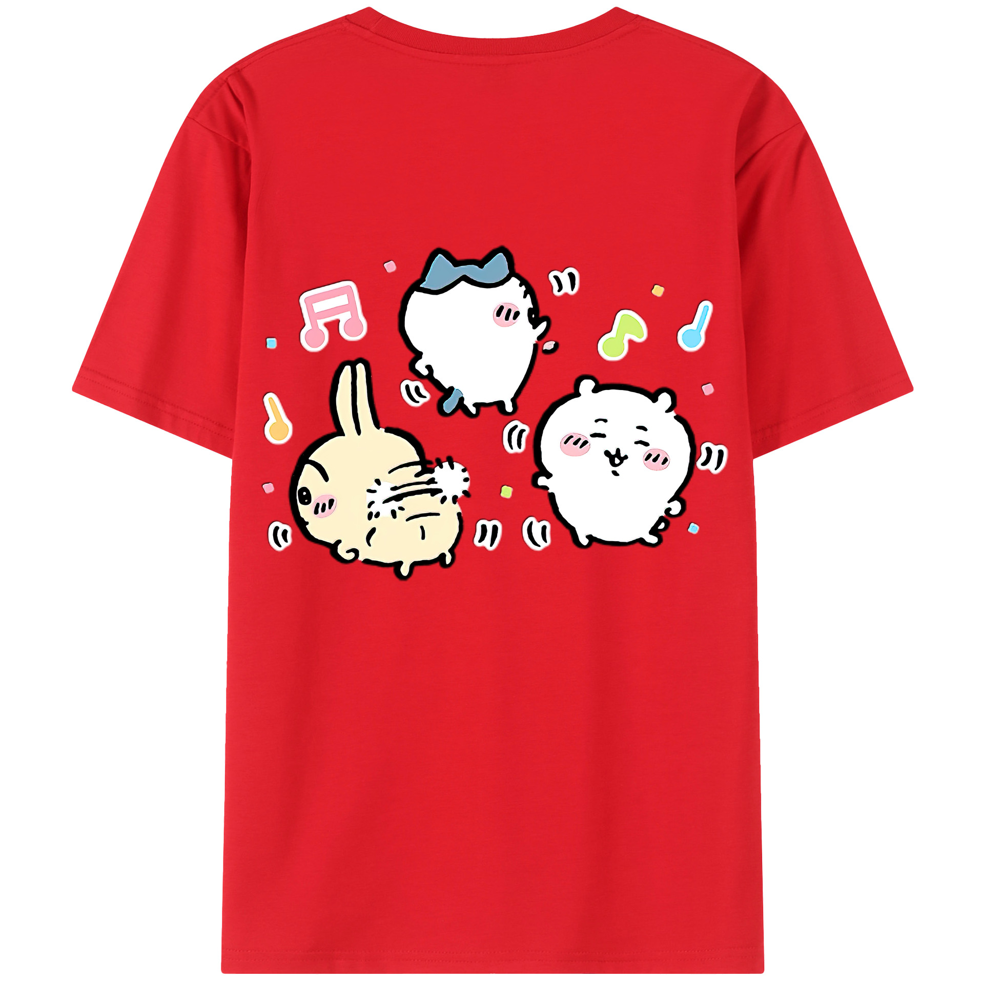 （画像用） ちいかわ うさぎ Chii-kawa usagi 綿100％半袖Tシャツ（背面プリント）