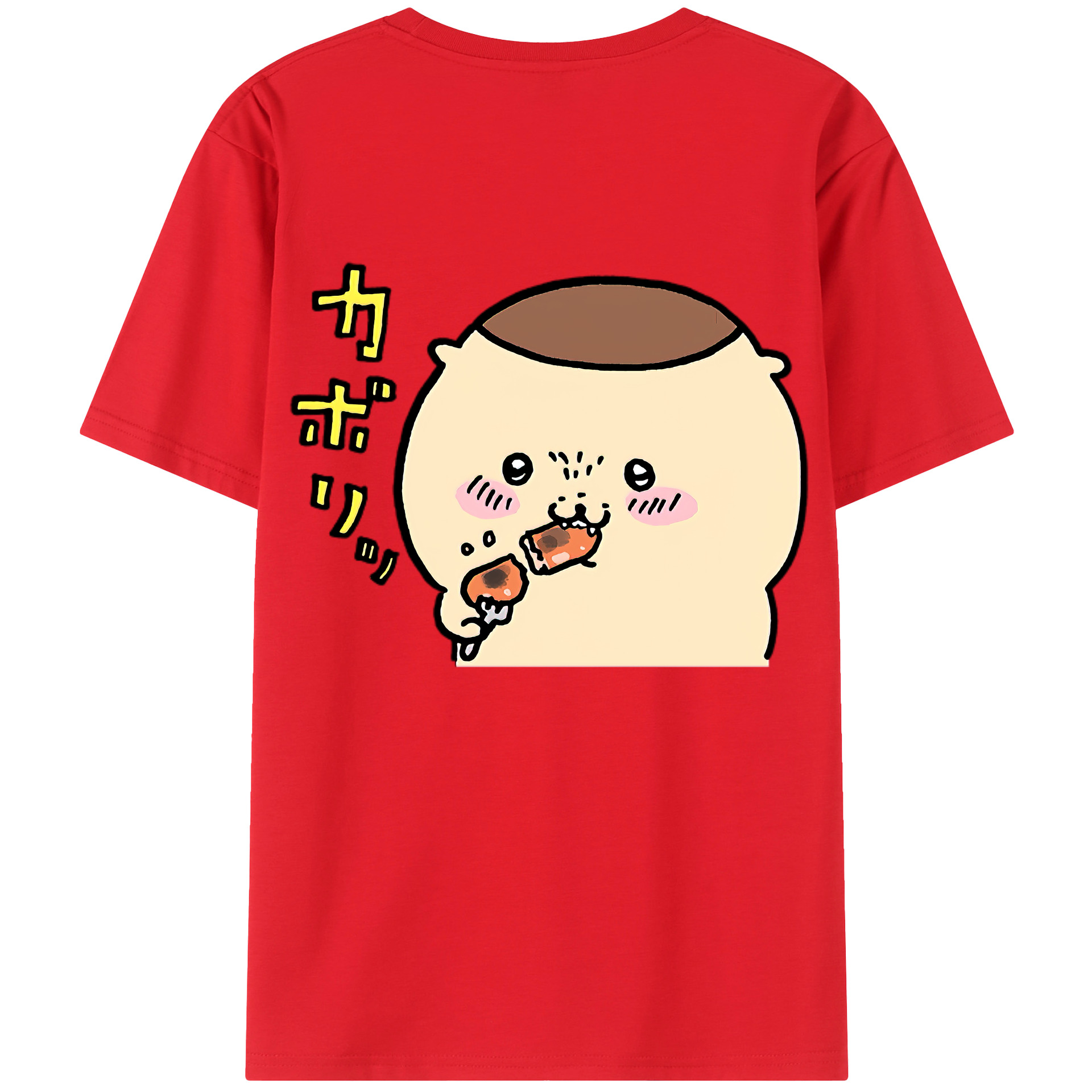 （画像用） ちいかわ くりまんじゅう Chii-kawa kuri manjū 綿100％半袖Tシャツ（背面プリント）
