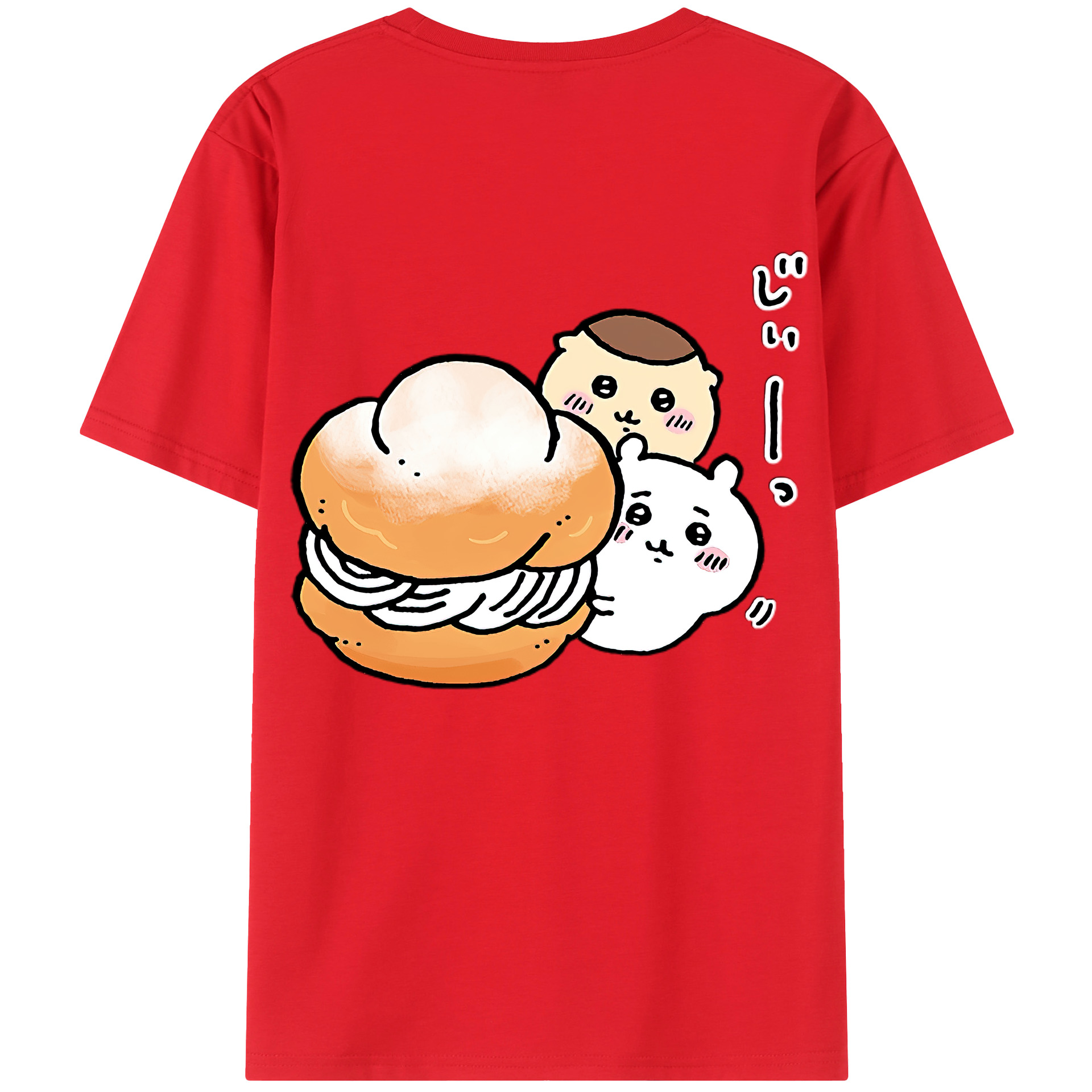 （画像用） ちいかわ くりまんじゅう Chii-kawa kuri manjū 綿100％半袖Tシャツ（背面プリント）