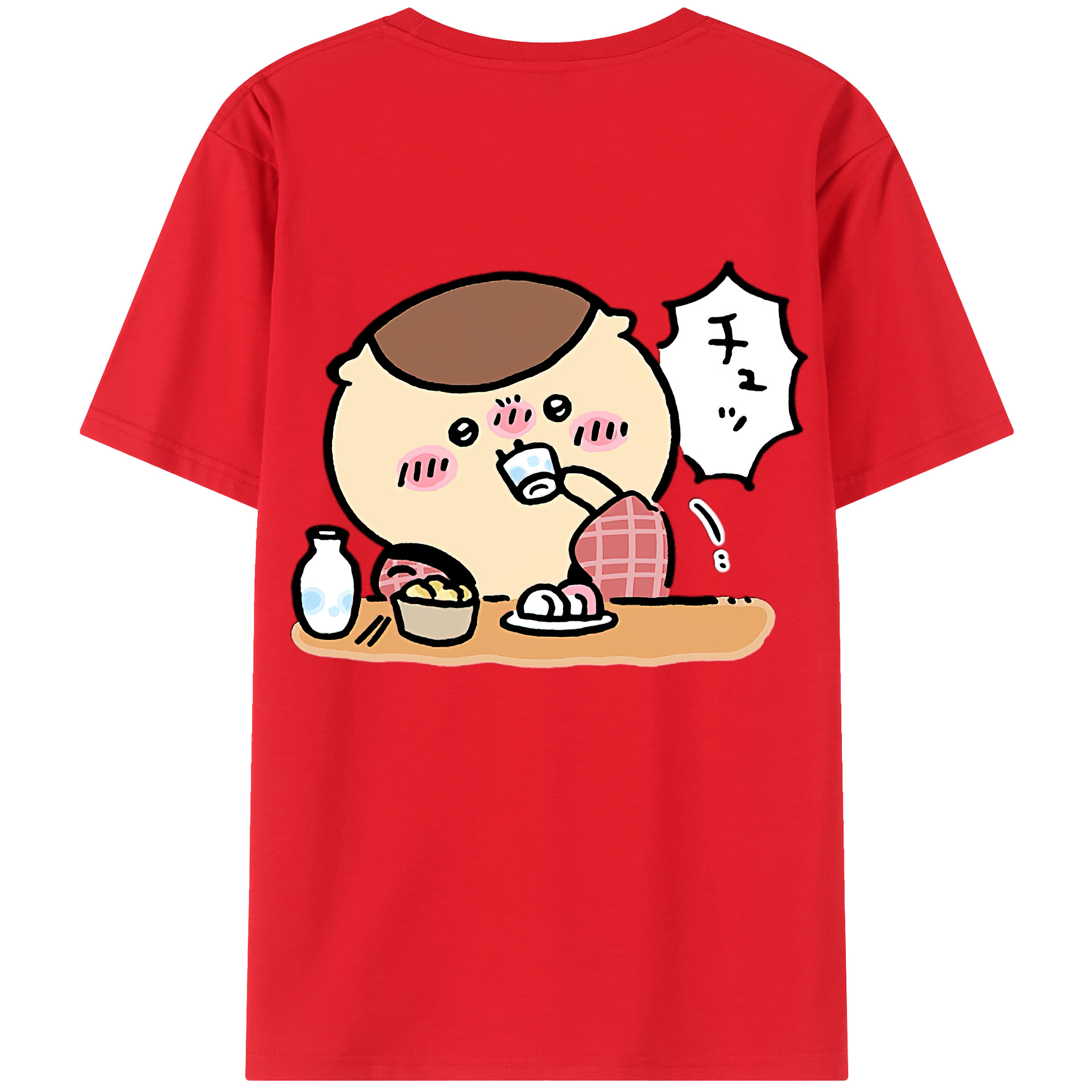 （画像用） ちいかわ くりまんじゅう Chii-kawa kuri manjū 綿100％半袖Tシャツ（背面プリント）