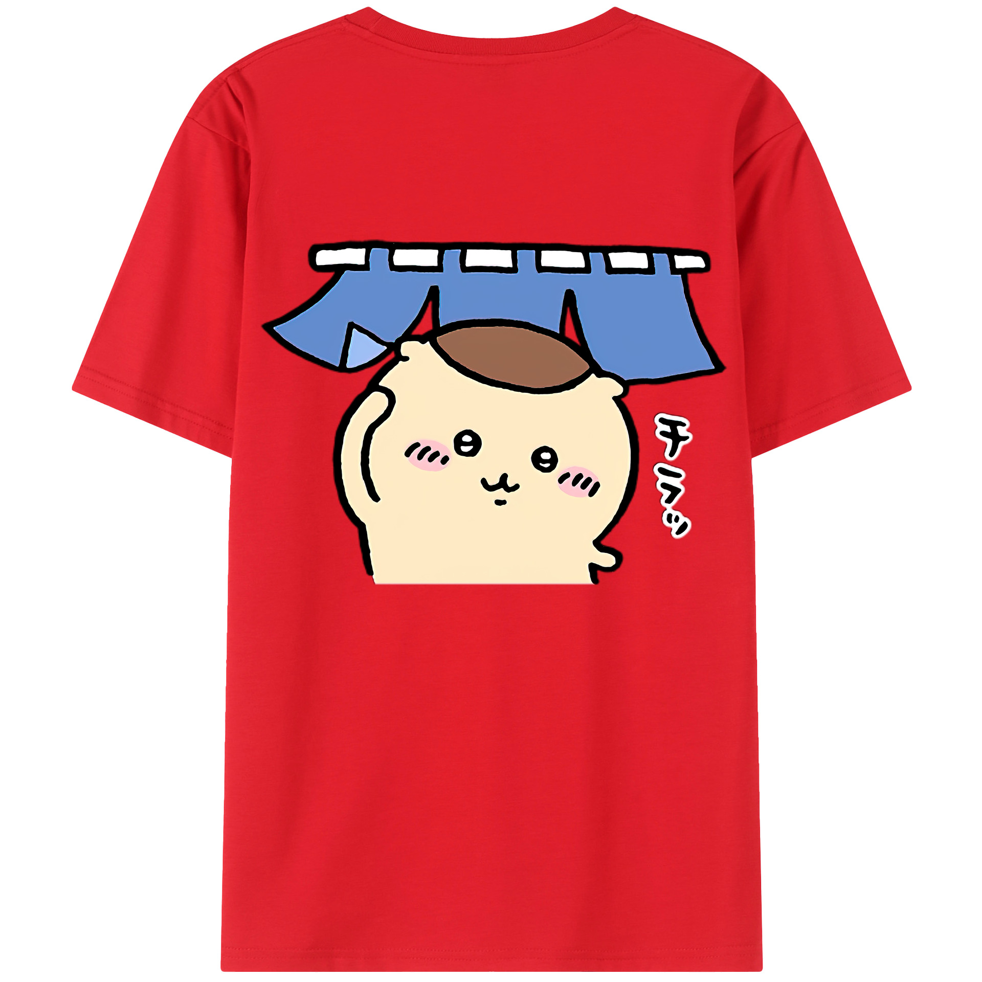 （画像用） ちいかわ くりまんじゅう Chii-kawa kuri manjū 綿100％半袖Tシャツ（背面プリント）