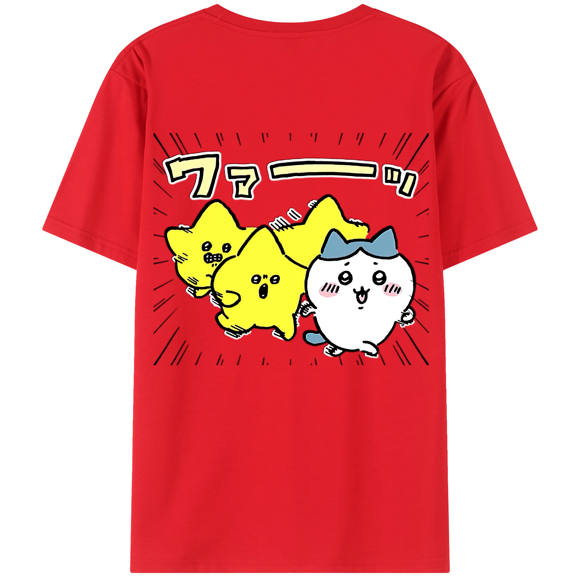 （画像用） ちいかわ 流れ星 Chii-kawa Shooting star 綿100％半袖Tシャツ（背面プリント）