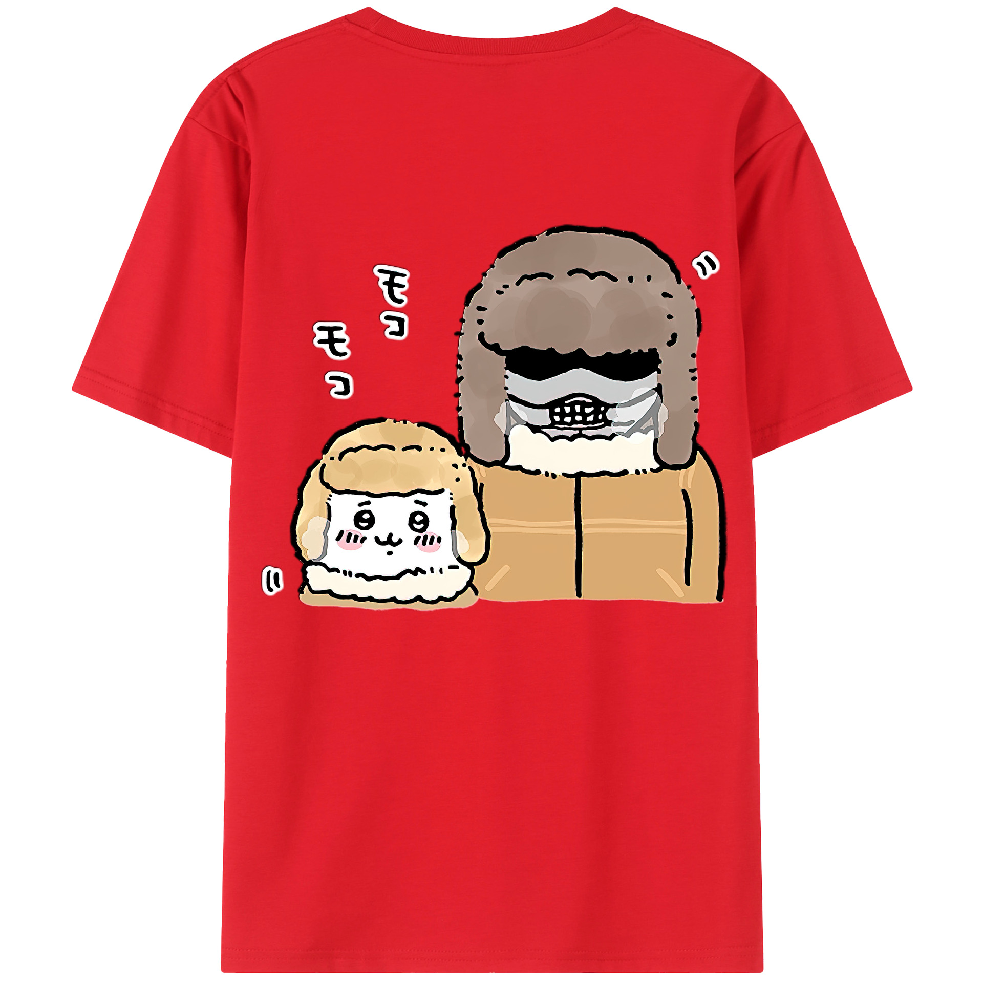 （画像用） ちいかわ 労働の鎧さん Chii-kawa Mr. Armor of Labor 綿100％半袖Tシャツ（背面プリント）