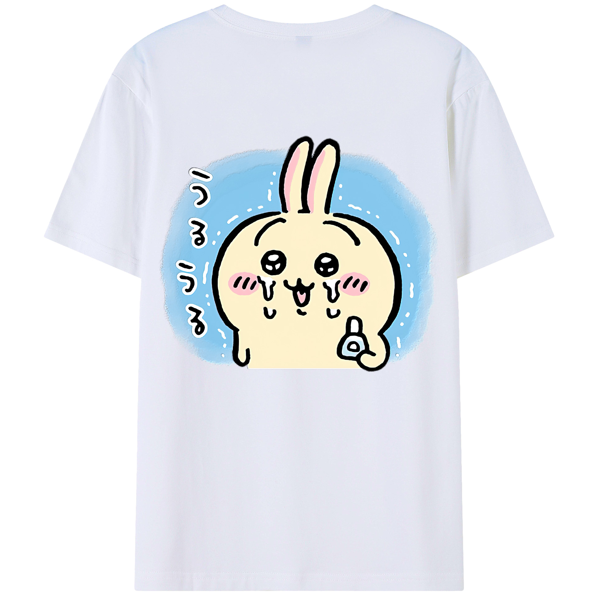 （画像用） ちいかわ うさぎ Chii-kawa usagi 綿100％半袖Tシャツ（背面プリント）
