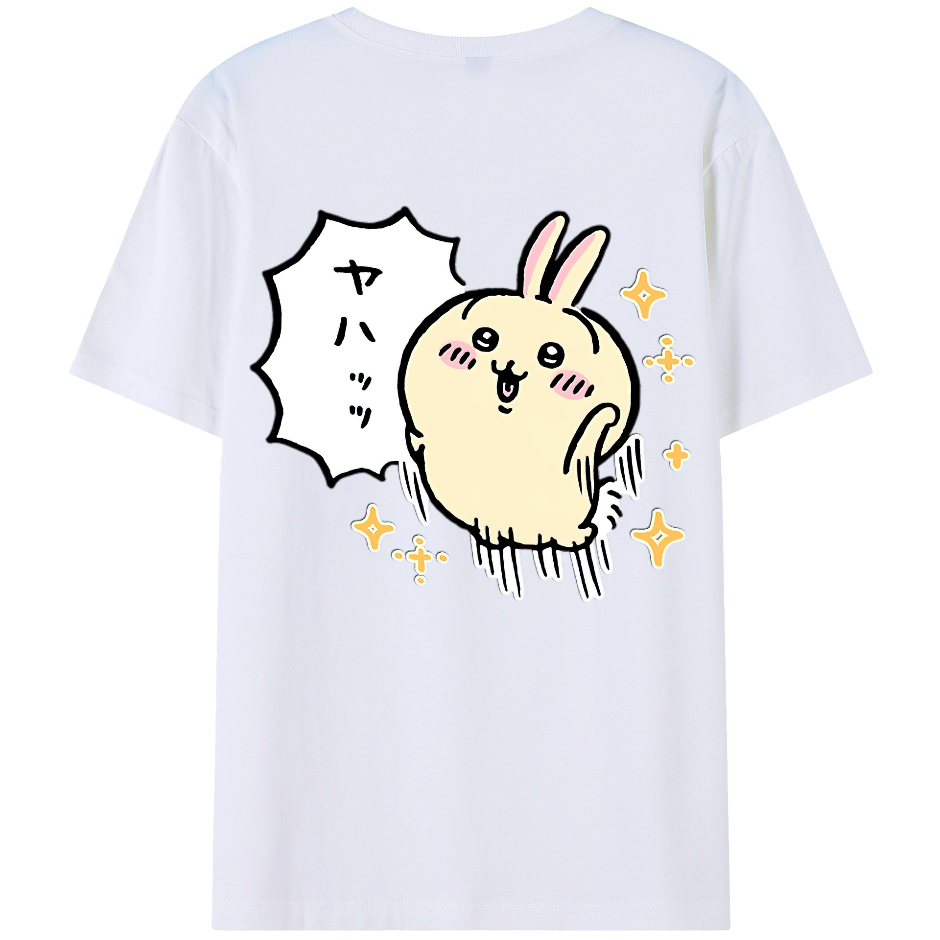 （画像用） ちいかわ うさぎ Chii-kawa usagi 綿100％半袖Tシャツ（背面プリント）