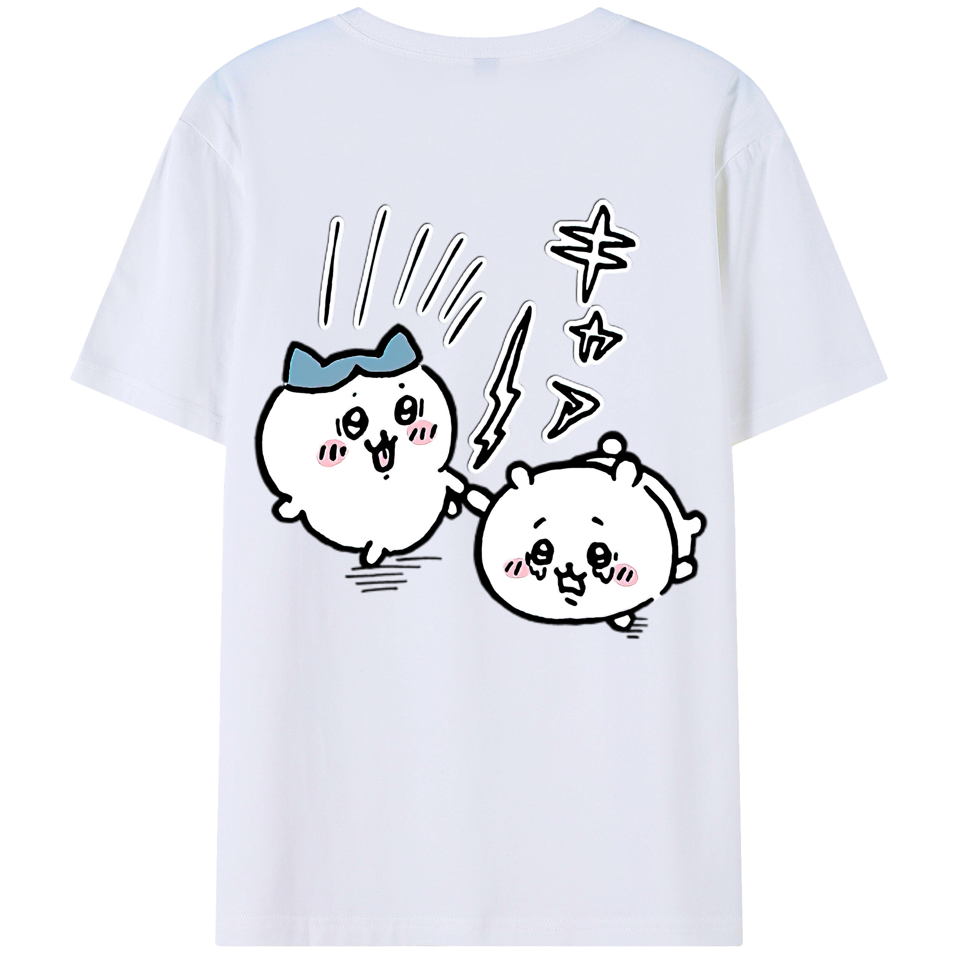 （画像用） ちいかわ ハチワレ Chii-kawa hachiware 綿100％半袖Tシャツ（背面プリント）