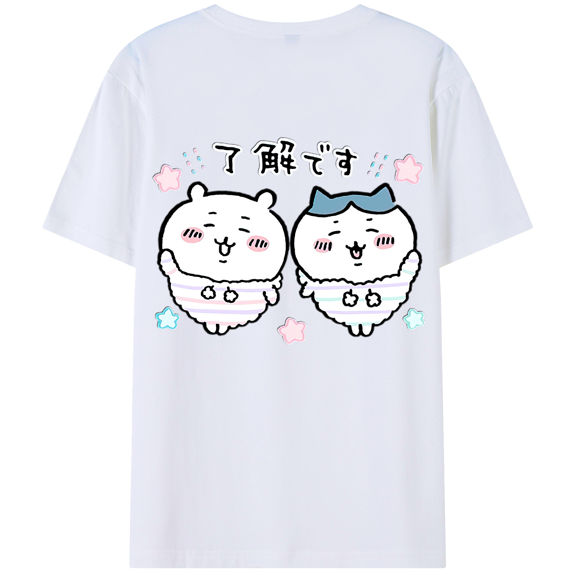 （画像用） ちいかわ ハチワレ Chii-kawa hachiware 綿100％半袖Tシャツ（背面プリント）