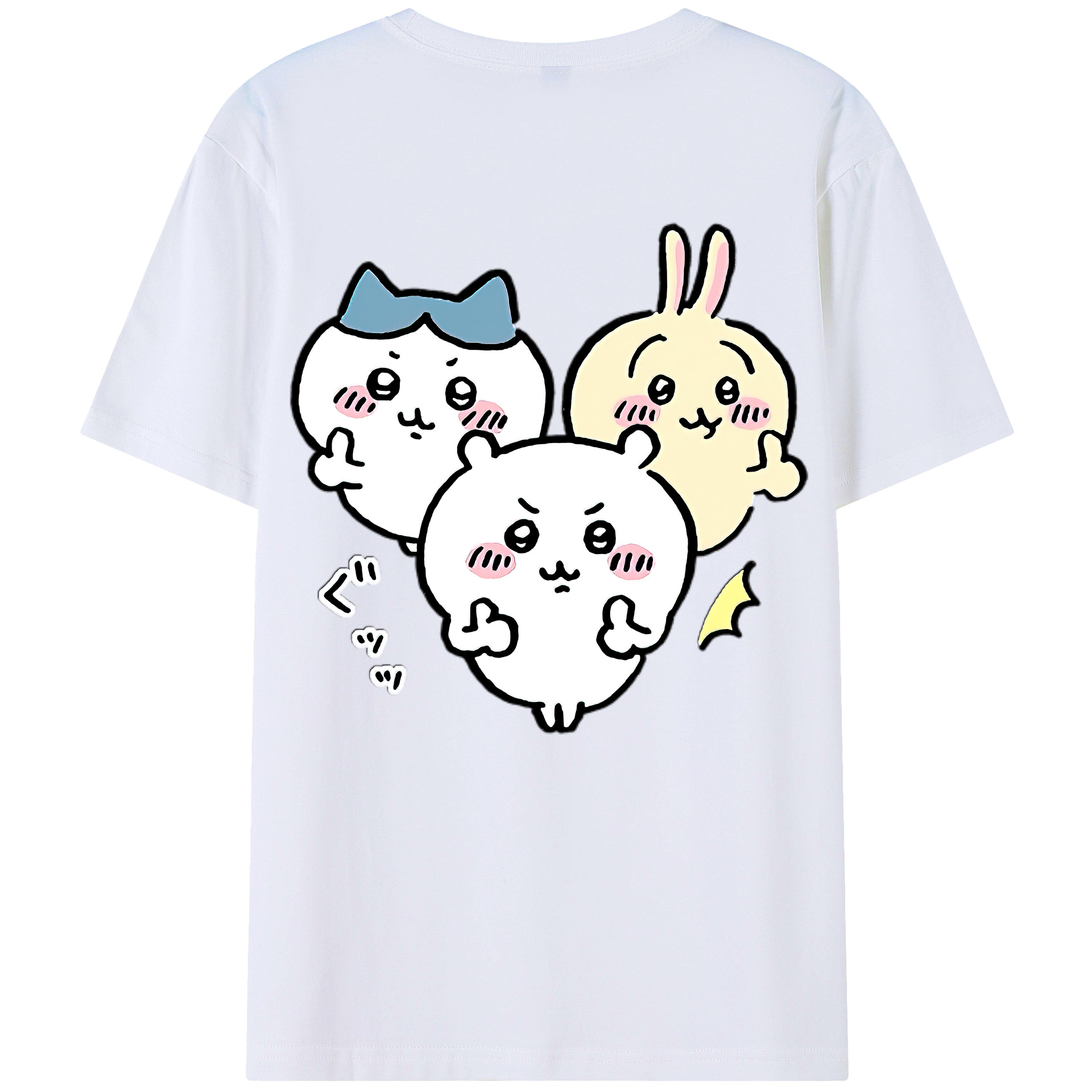（画像用） ちいかわ うさぎ Chii-kawa usagi 綿100％半袖Tシャツ（背面プリント）