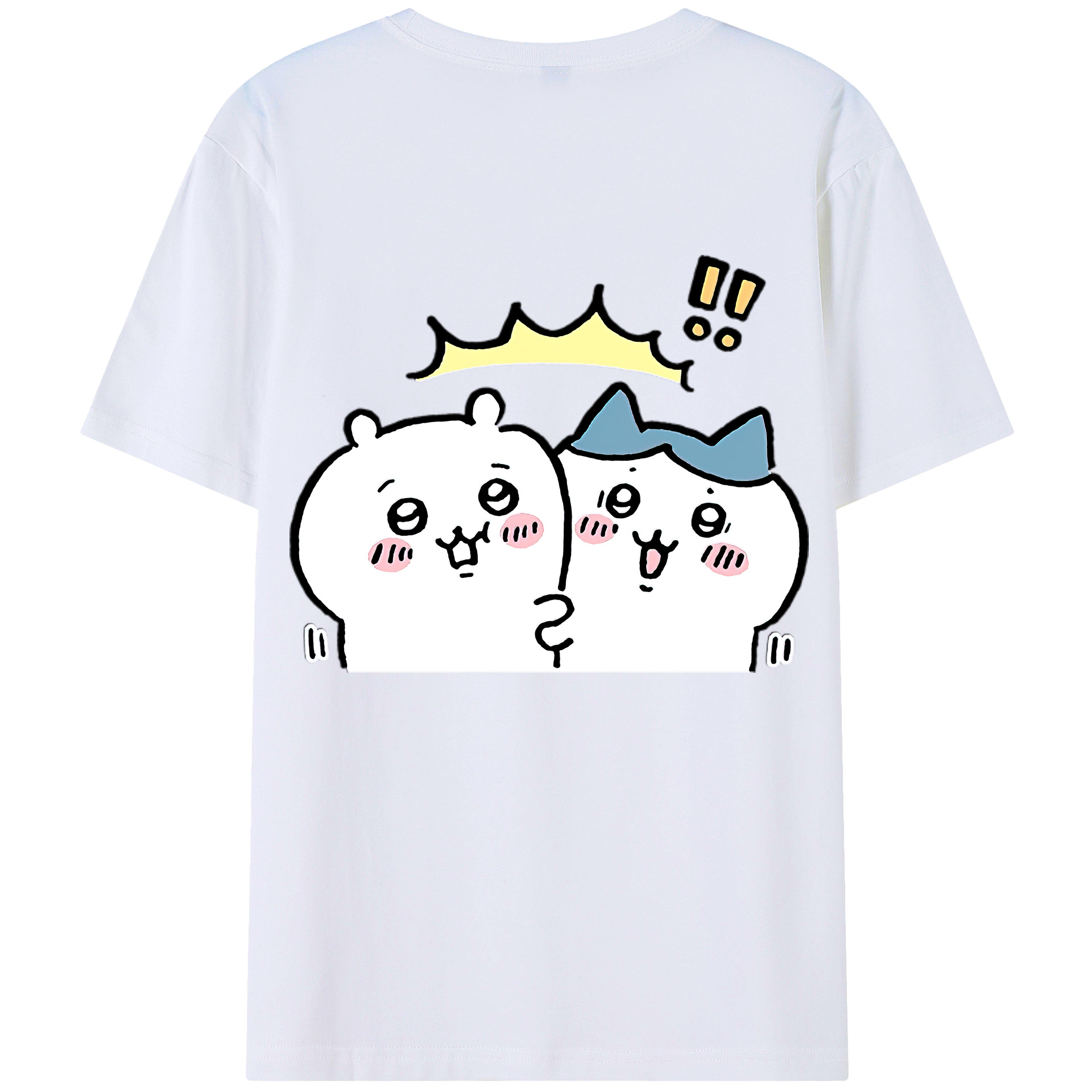 （画像用） ちいかわ ハチワレ Chii-kawa hachiware 綿100％半袖Tシャツ（背面プリント）