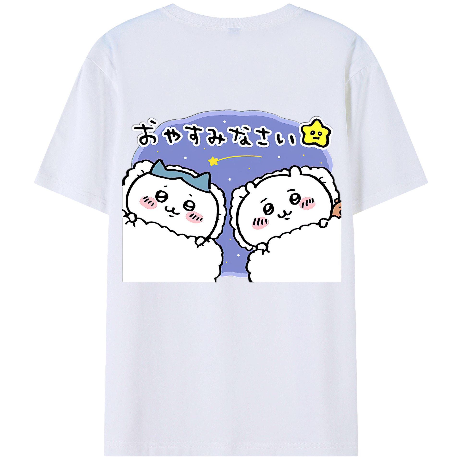 （画像用） ちいかわ ハチワレ Chii-kawa hachiware 綿100％半袖Tシャツ（背面プリント）