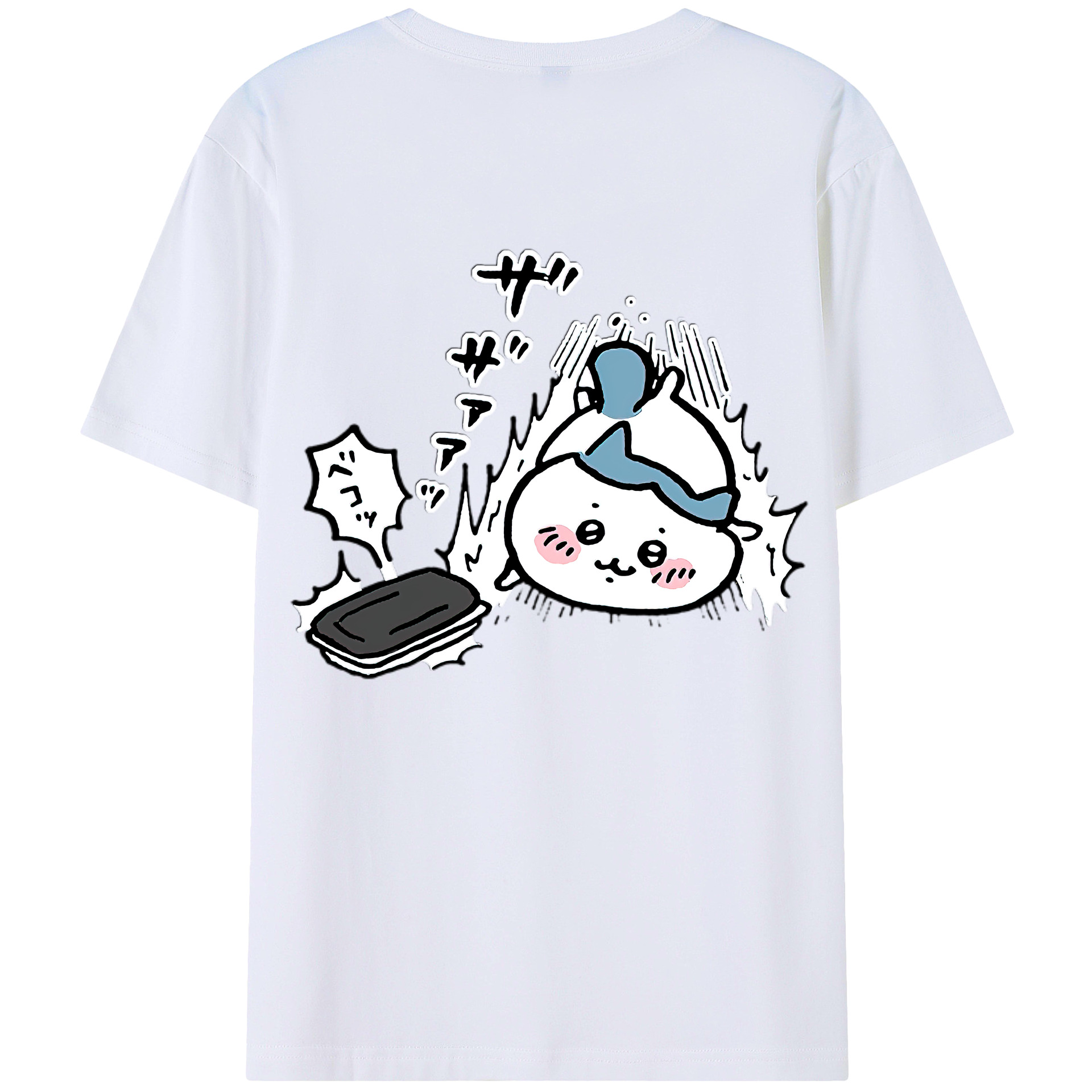 （画像用） ちいかわ ハチワレ Chii-kawa hachiware 綿100％半袖Tシャツ（背面プリント）