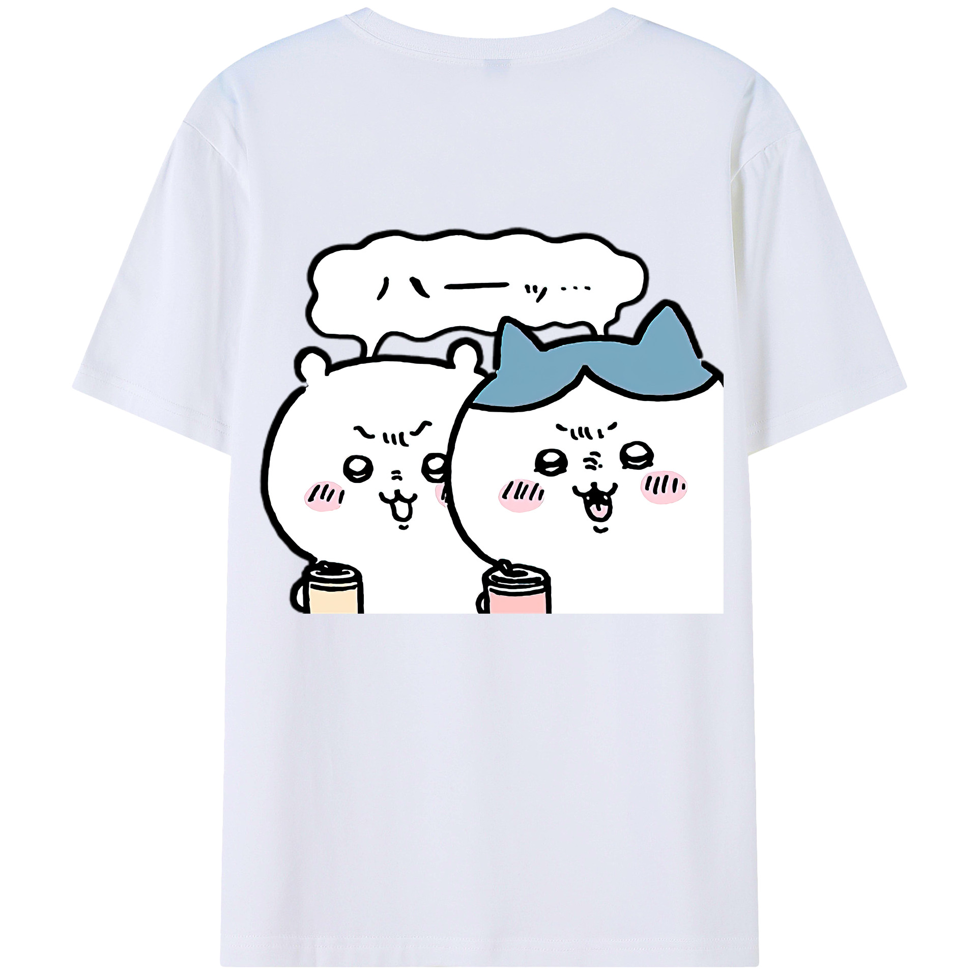 （画像用） ちいかわ ハチワレ Chii-kawa hachiware 綿100％半袖Tシャツ（背面プリント）
