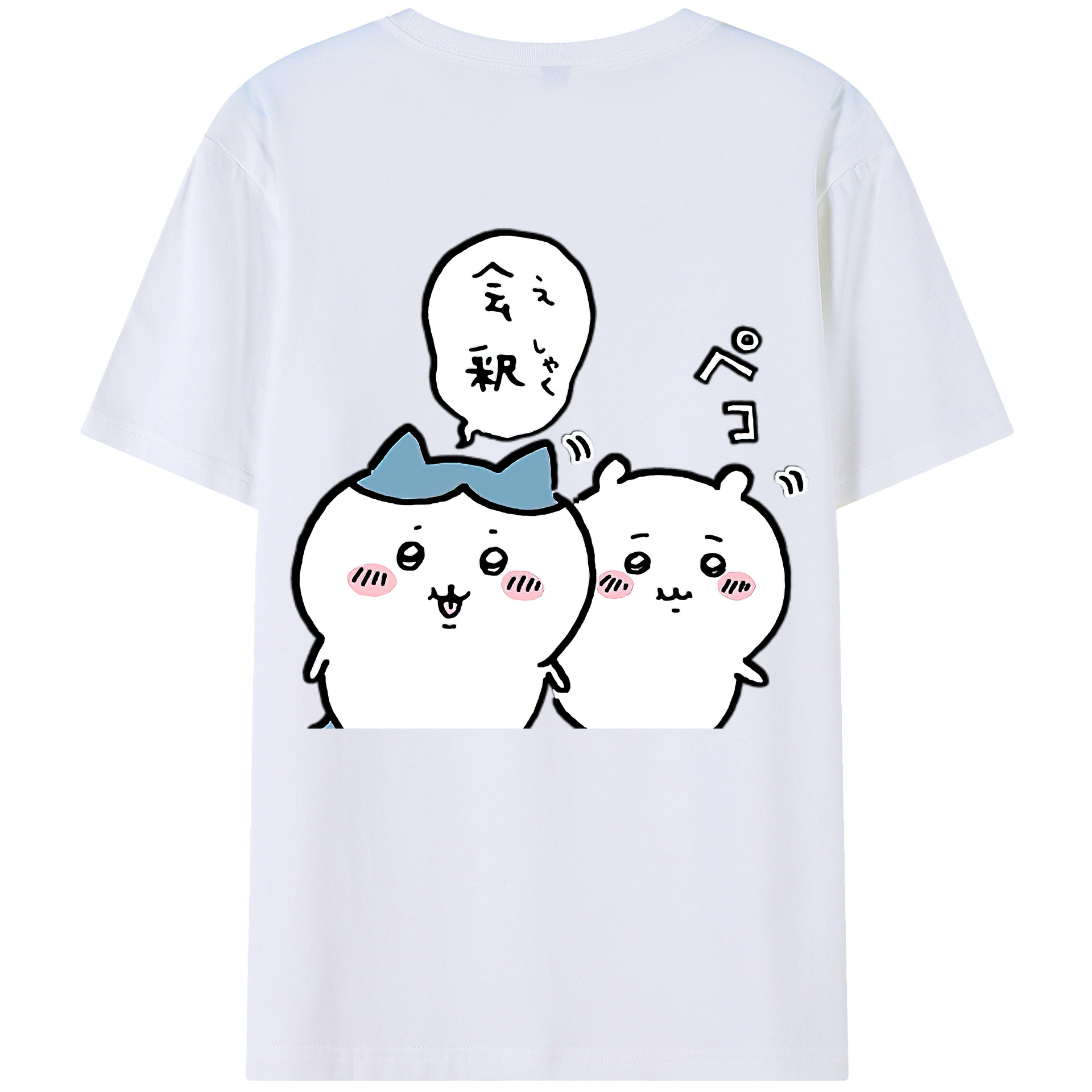 （画像用） ちいかわ ハチワレ Chii-kawa hachiware 綿100％半袖Tシャツ（背面プリント）