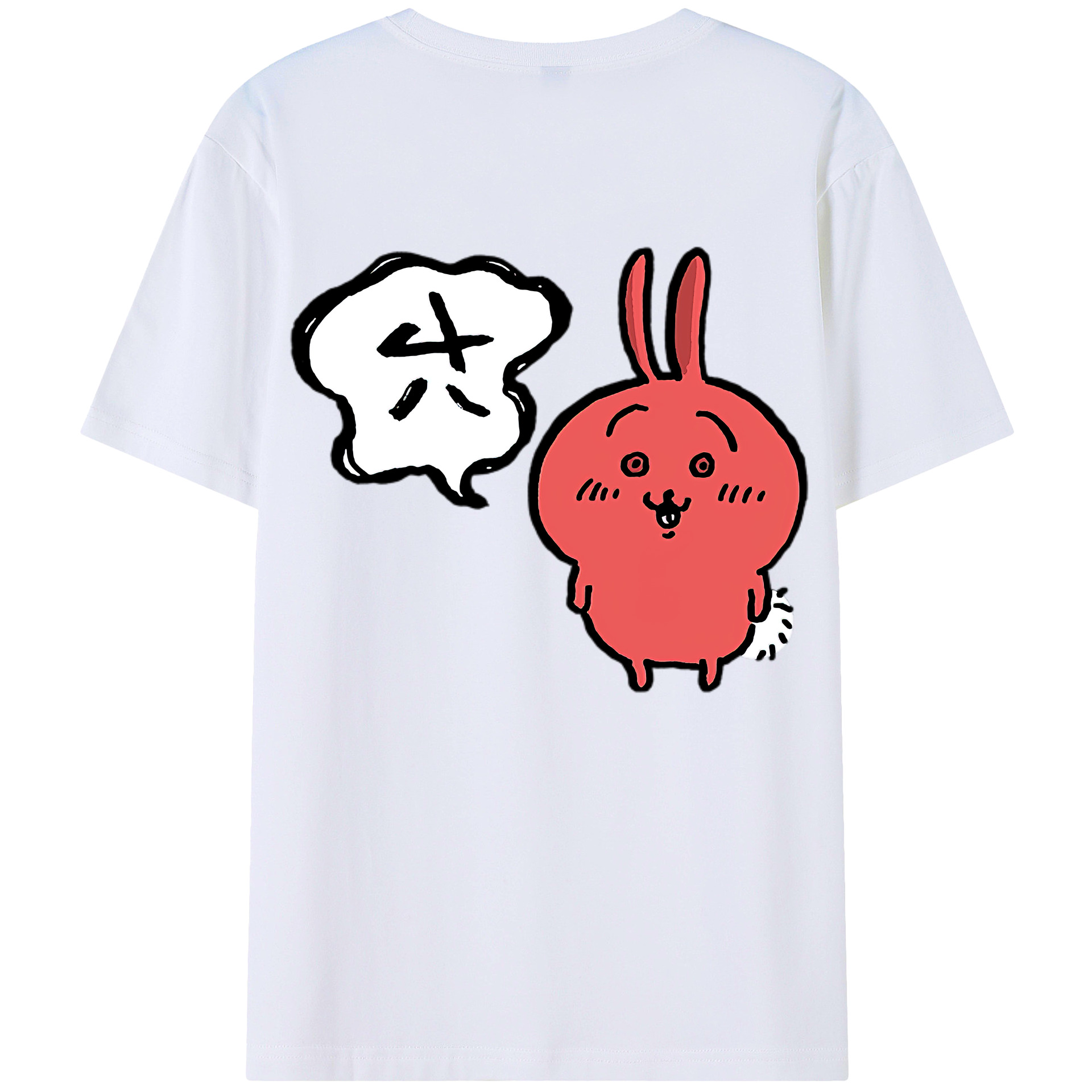 （画像用） ちいかわ ハチワレ Chii-kawa hachiware 綿100％半袖Tシャツ（背面プリント）