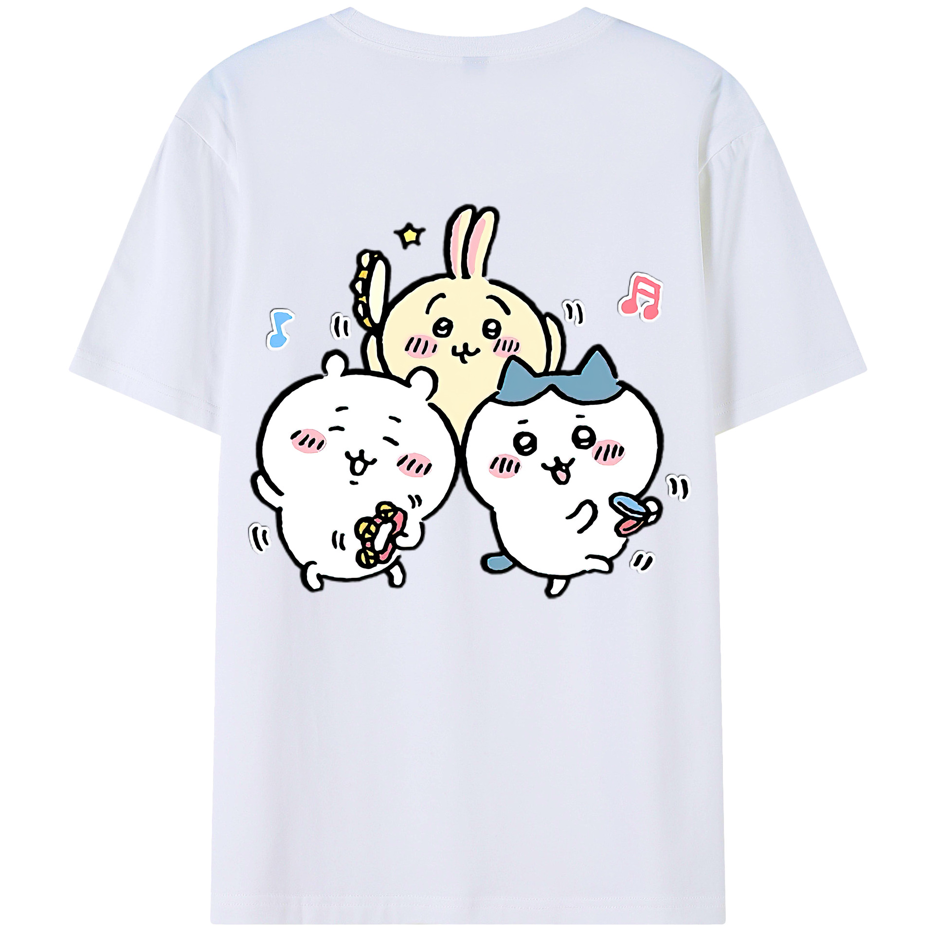 （画像用） ちいかわ ハチワレ Chii-kawa hachiware 綿100％半袖Tシャツ（背面プリント）