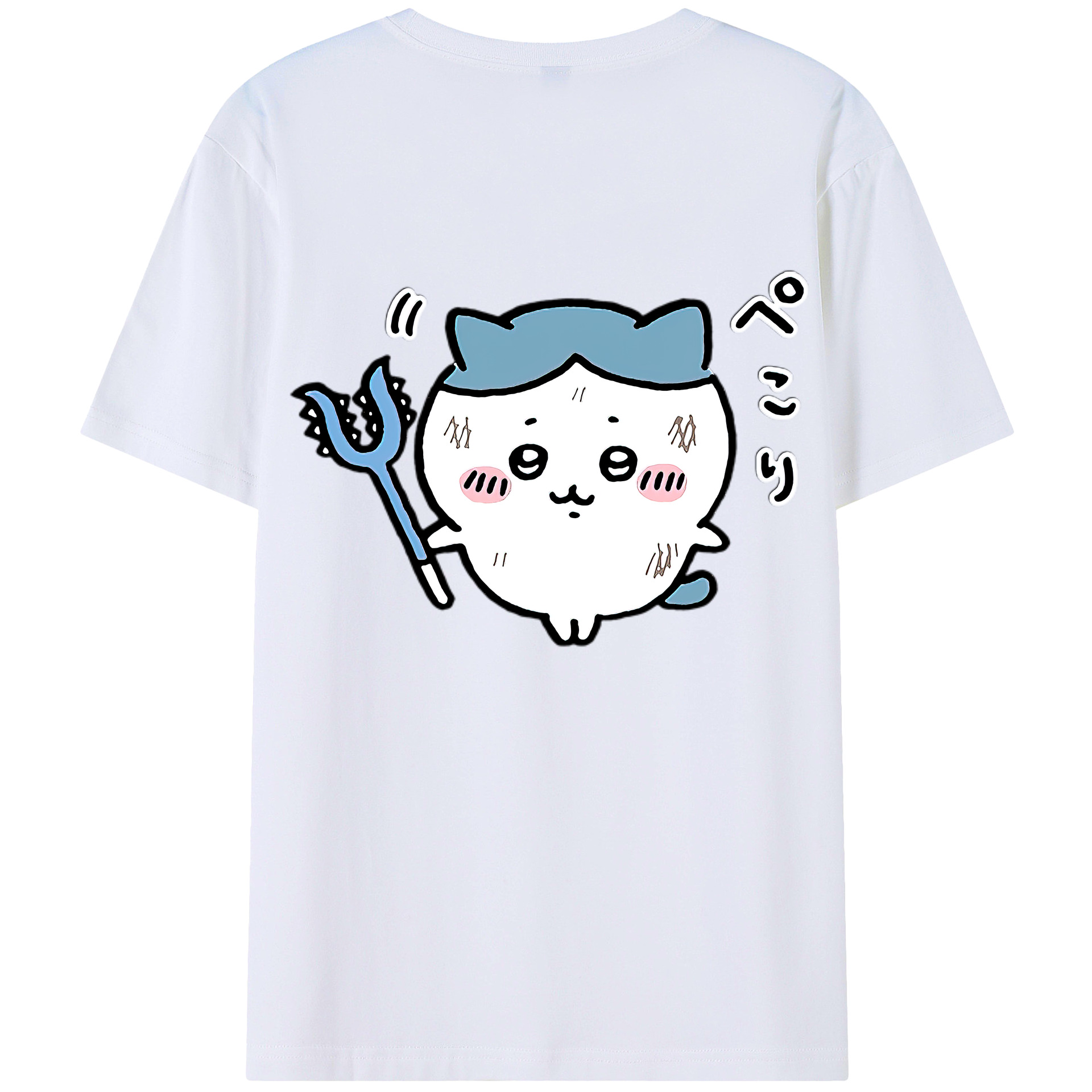 （画像用） ちいかわ ハチワレ Chii-kawa hachiware 綿100％半袖Tシャツ（背面プリント）