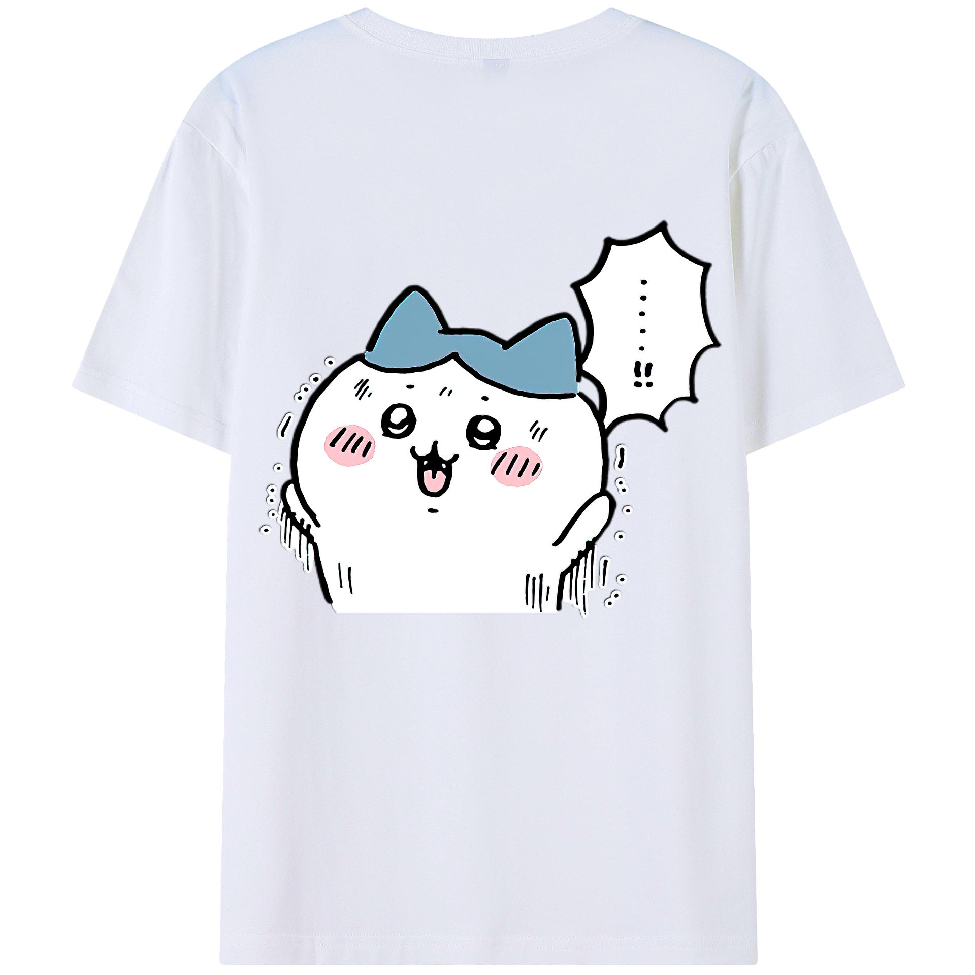 （画像用） ちいかわ ハチワレ Chii-kawa hachiware 綿100％半袖Tシャツ（背面プリント）