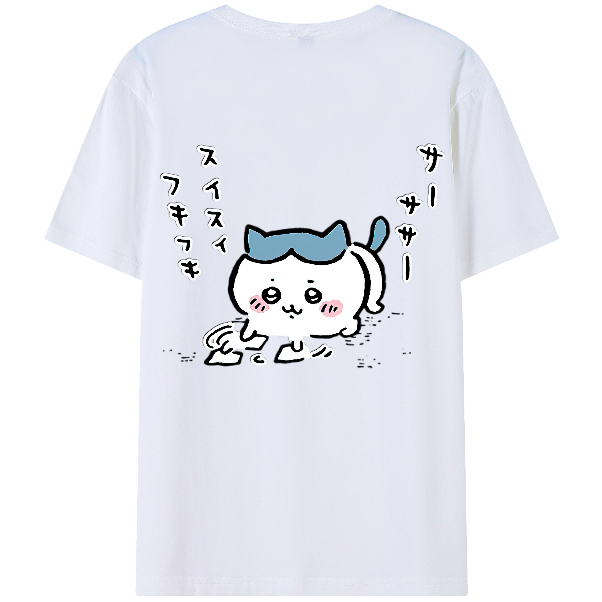 （画像用） ちいかわ ハチワレ Chii-kawa hachiware 綿100％半袖Tシャツ（背面プリント）