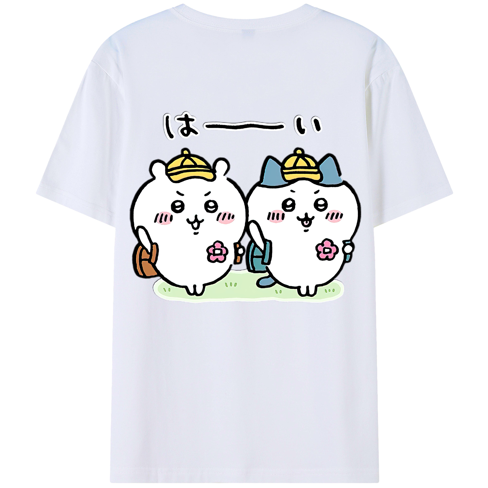 （画像用） ちいかわ ハチワレ Chii-kawa hachiware 綿100％半袖Tシャツ（背面プリント）
