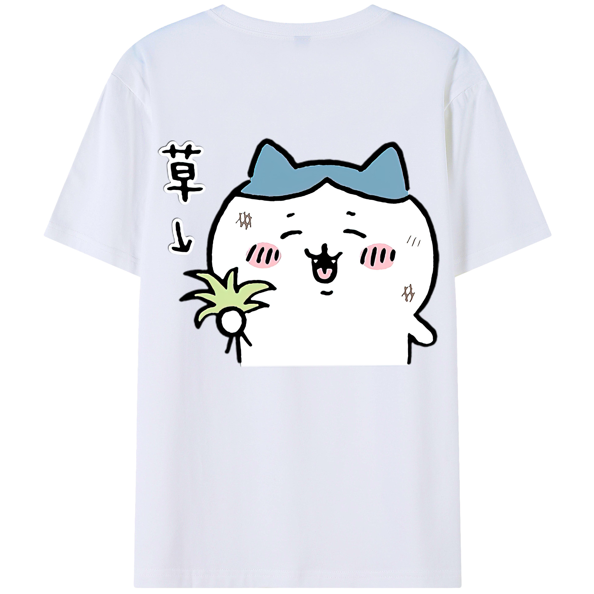 （画像用） ちいかわ ハチワレ Chii-kawa hachiware 綿100％半袖Tシャツ（背面プリント）