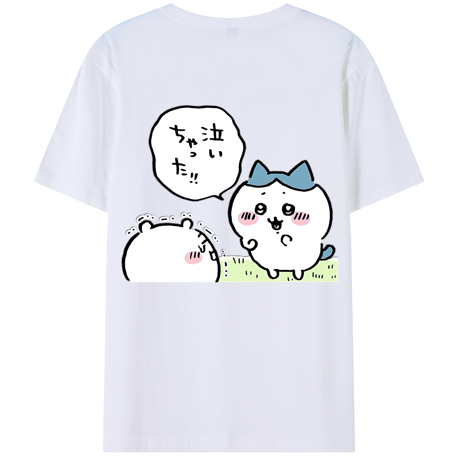（画像用） ちいかわ ハチワレ Chii-kawa hachiware 綿100％半袖Tシャツ（背面プリント）