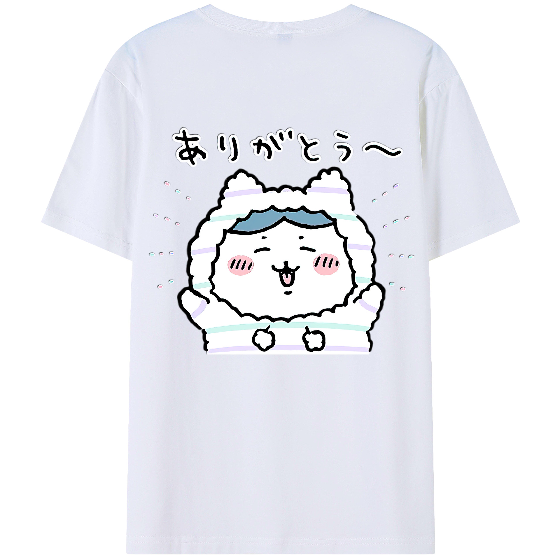 （画像用） ちいかわ ハチワレ Chii-kawa hachiware 綿100％半袖Tシャツ（背面プリント）