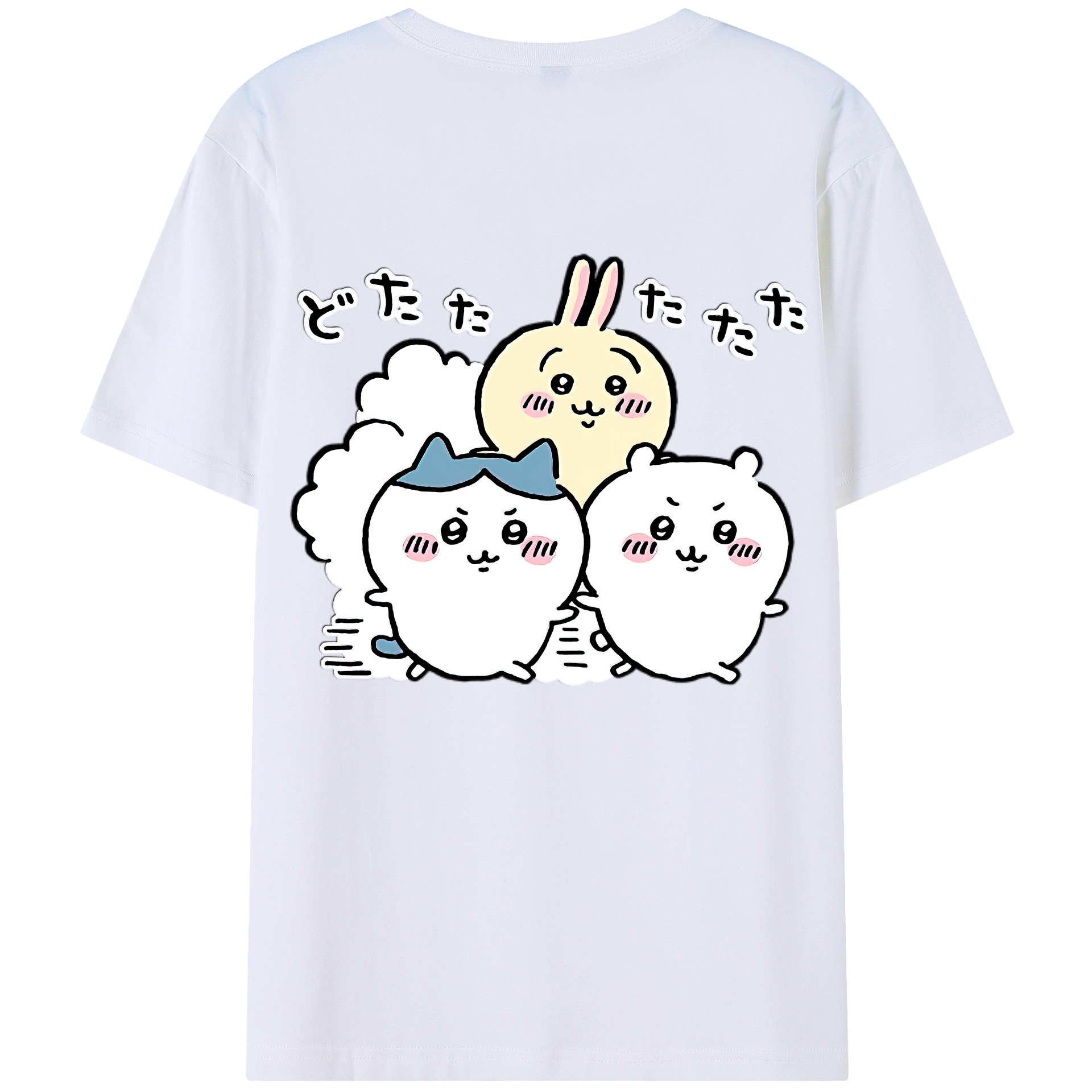 （画像用） ちいかわ ハチワレ Chii-kawa hachiware 綿100％半袖Tシャツ（背面プリント）