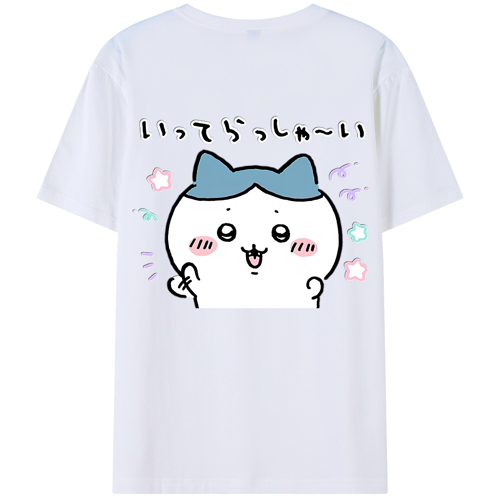 （画像用） ちいかわ ハチワレ Chii-kawa hachiware 綿100％半袖Tシャツ（背面プリント）