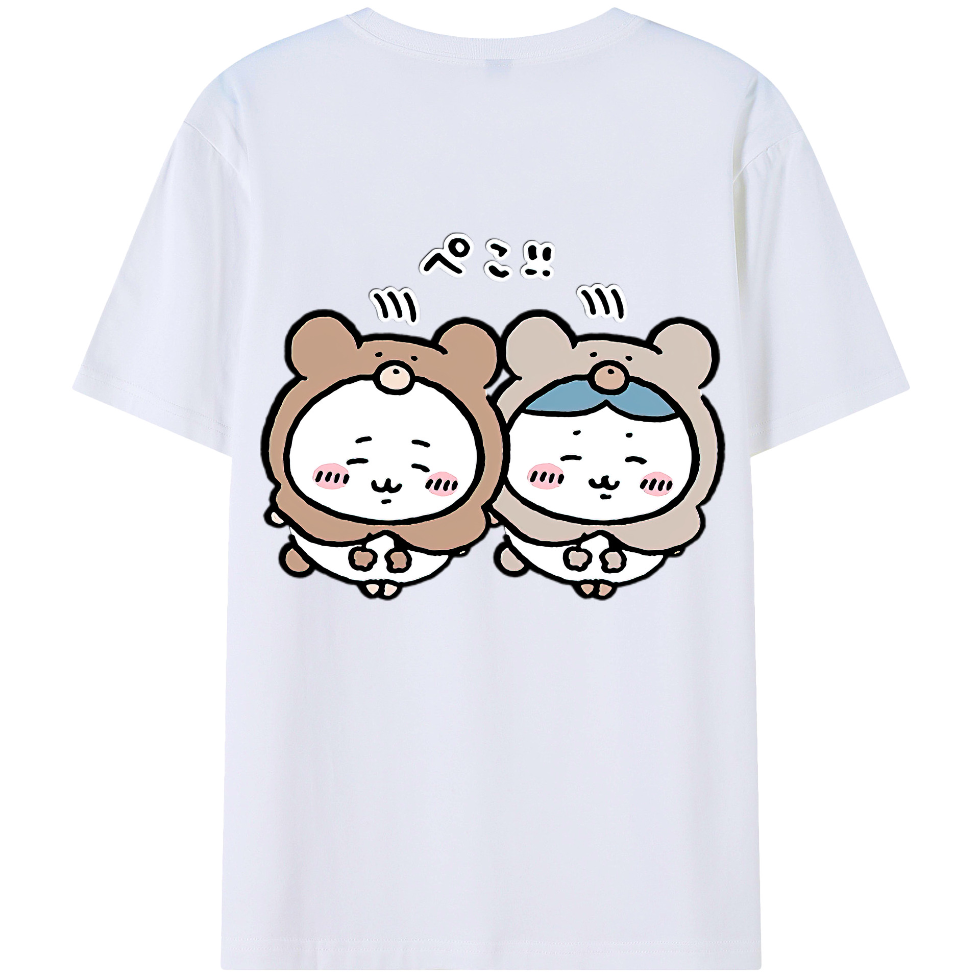 （画像用） ちいかわ ハチワレ Chii-kawa hachiware 綿100％半袖Tシャツ（背面プリント）