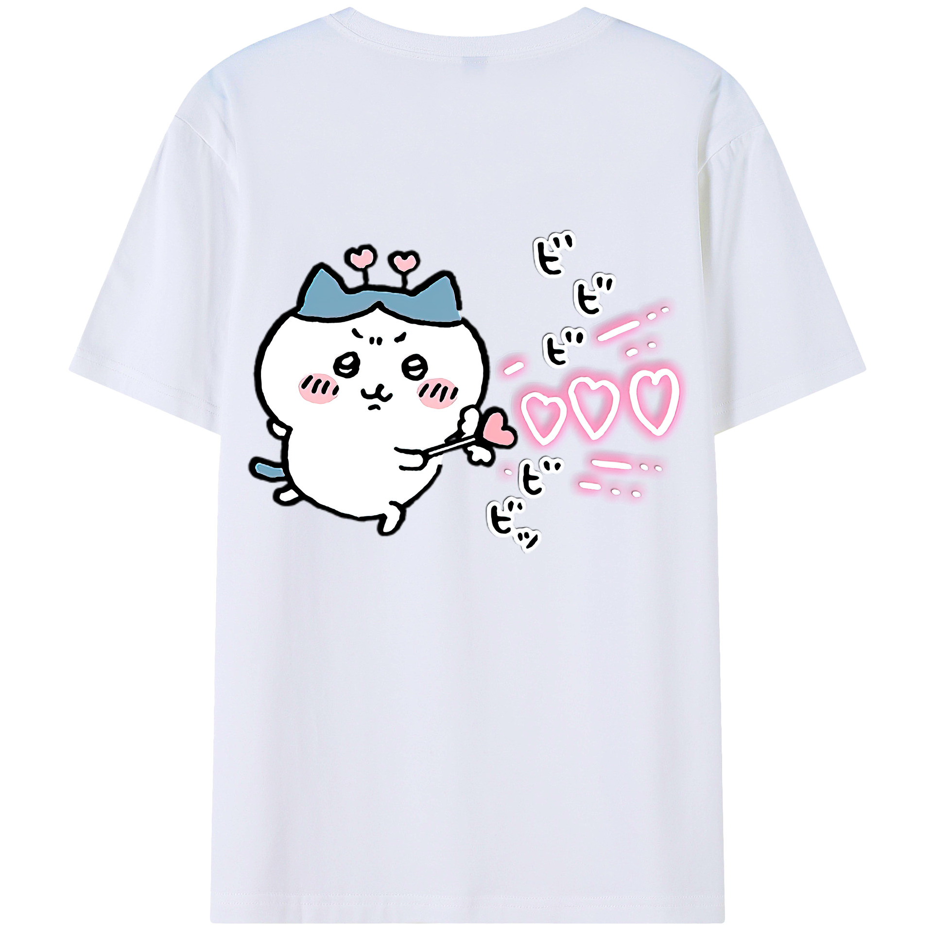 （画像用） ちいかわ ハチワレ Chii-kawa hachiware 綿100％半袖Tシャツ（背面プリント）