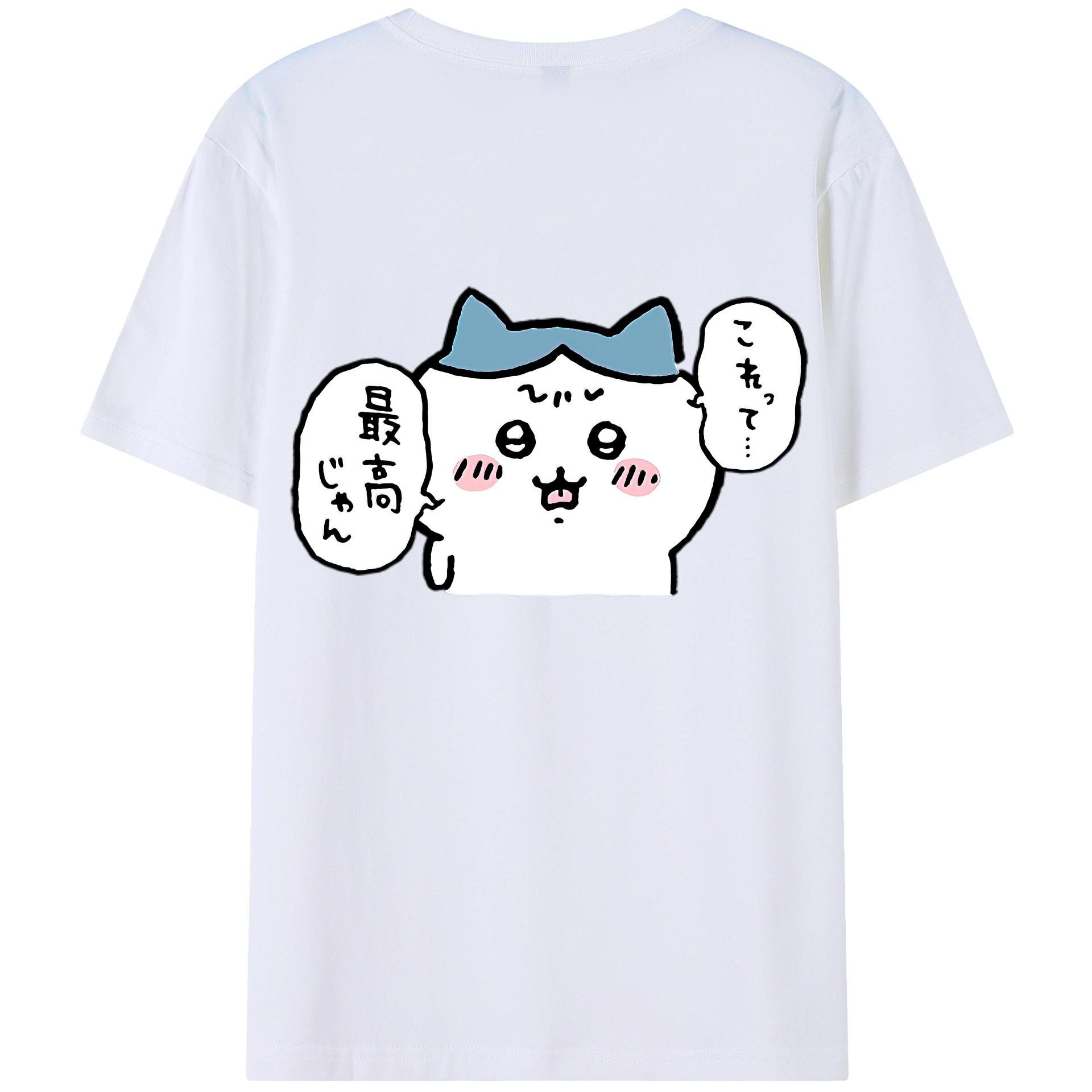 （画像用） ちいかわ ハチワレ Chii-kawa hachiware 綿100％半袖Tシャツ（背面プリント）