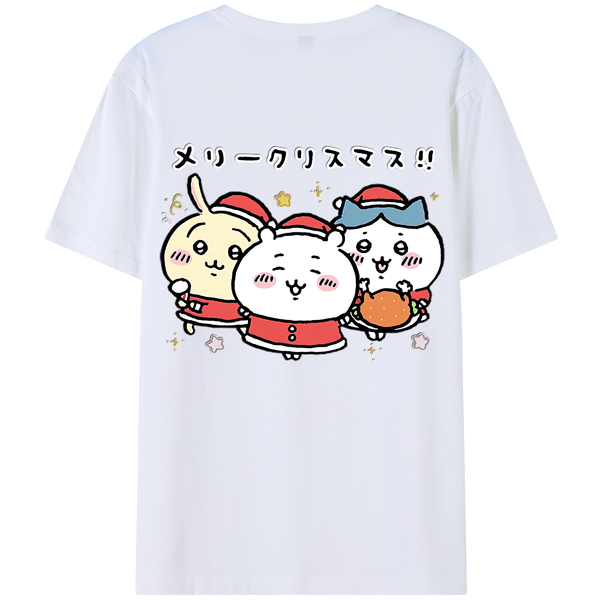 （画像用） ちいかわ ハチワレ Chii-kawa hachiware 綿100％半袖Tシャツ（背面プリント）