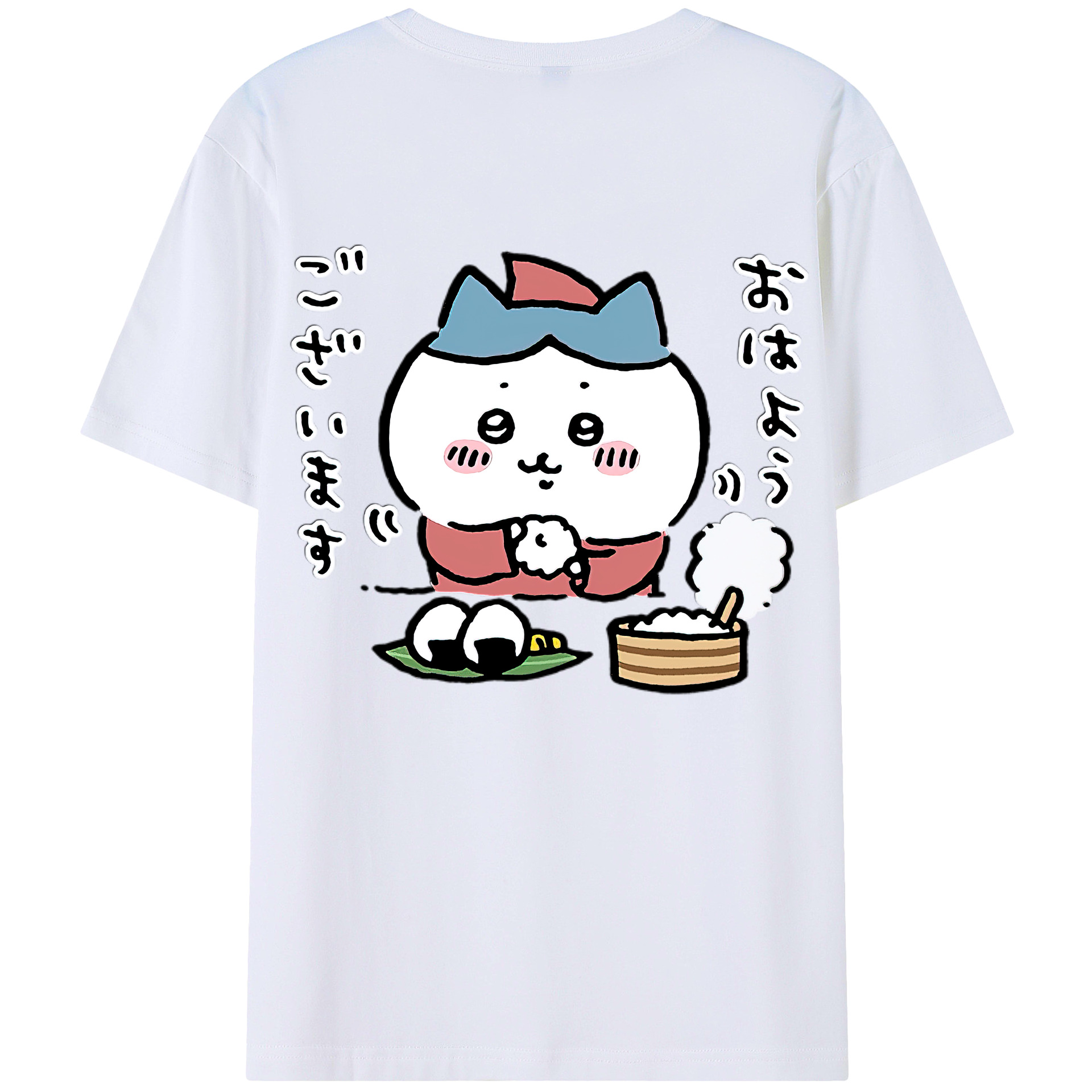 （画像用） ちいかわ ハチワレ Chii-kawa hachiware 綿100％半袖Tシャツ（背面プリント）