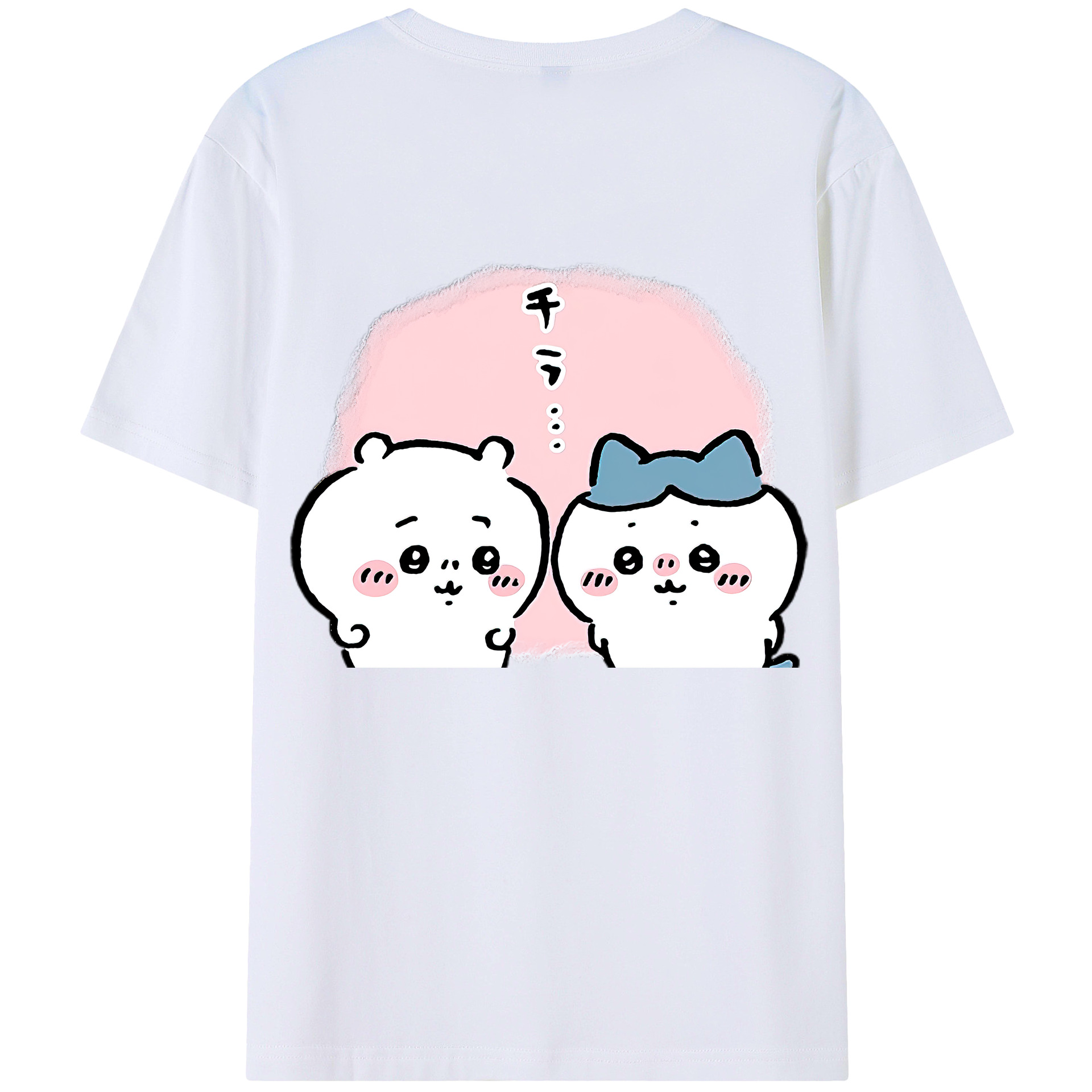 （画像用） ちいかわ ハチワレ Chii-kawa hachiware 綿100％半袖Tシャツ（背面プリント）