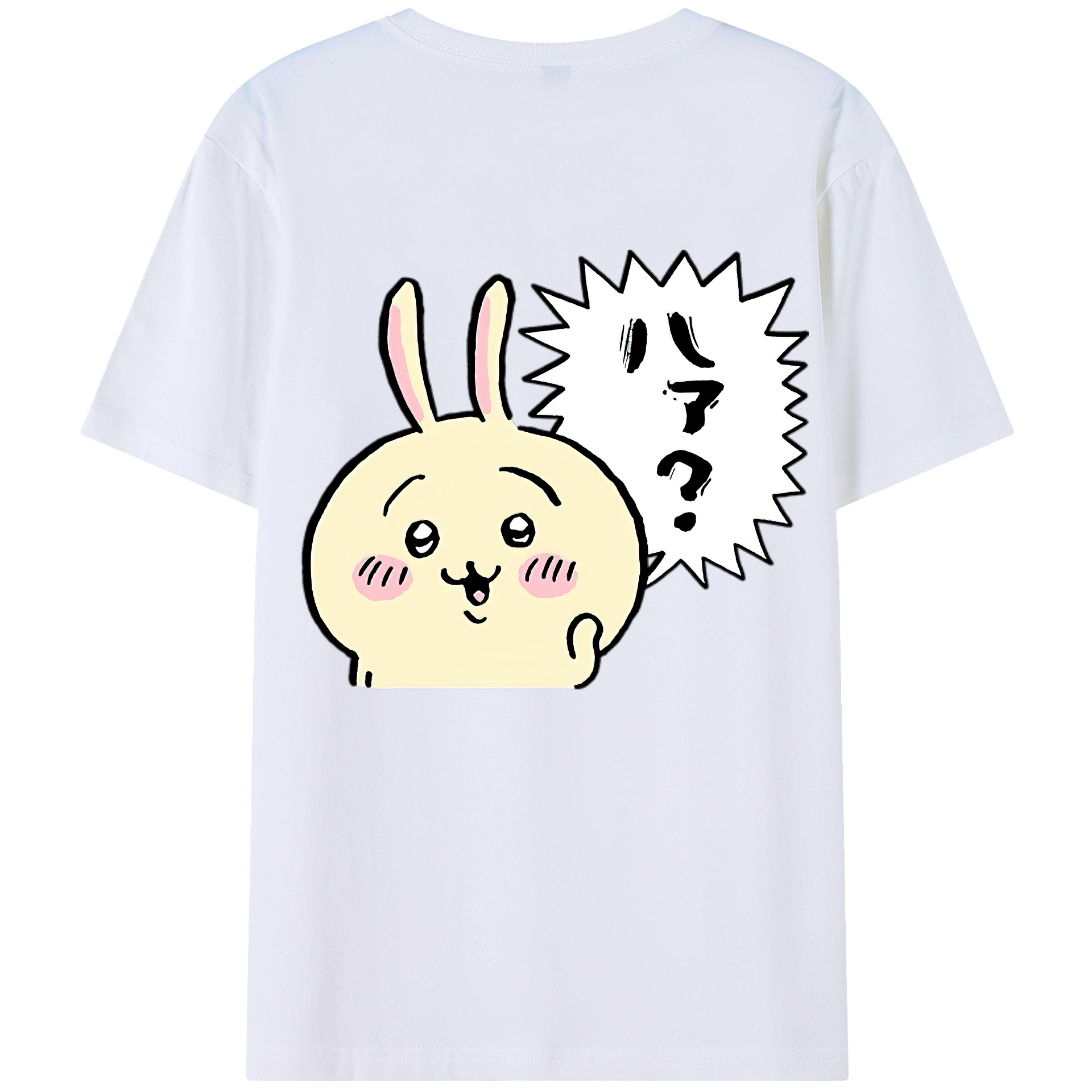（画像用） ちいかわ うさぎ Chii-kawa usagi 綿100％半袖Tシャツ（背面プリント）