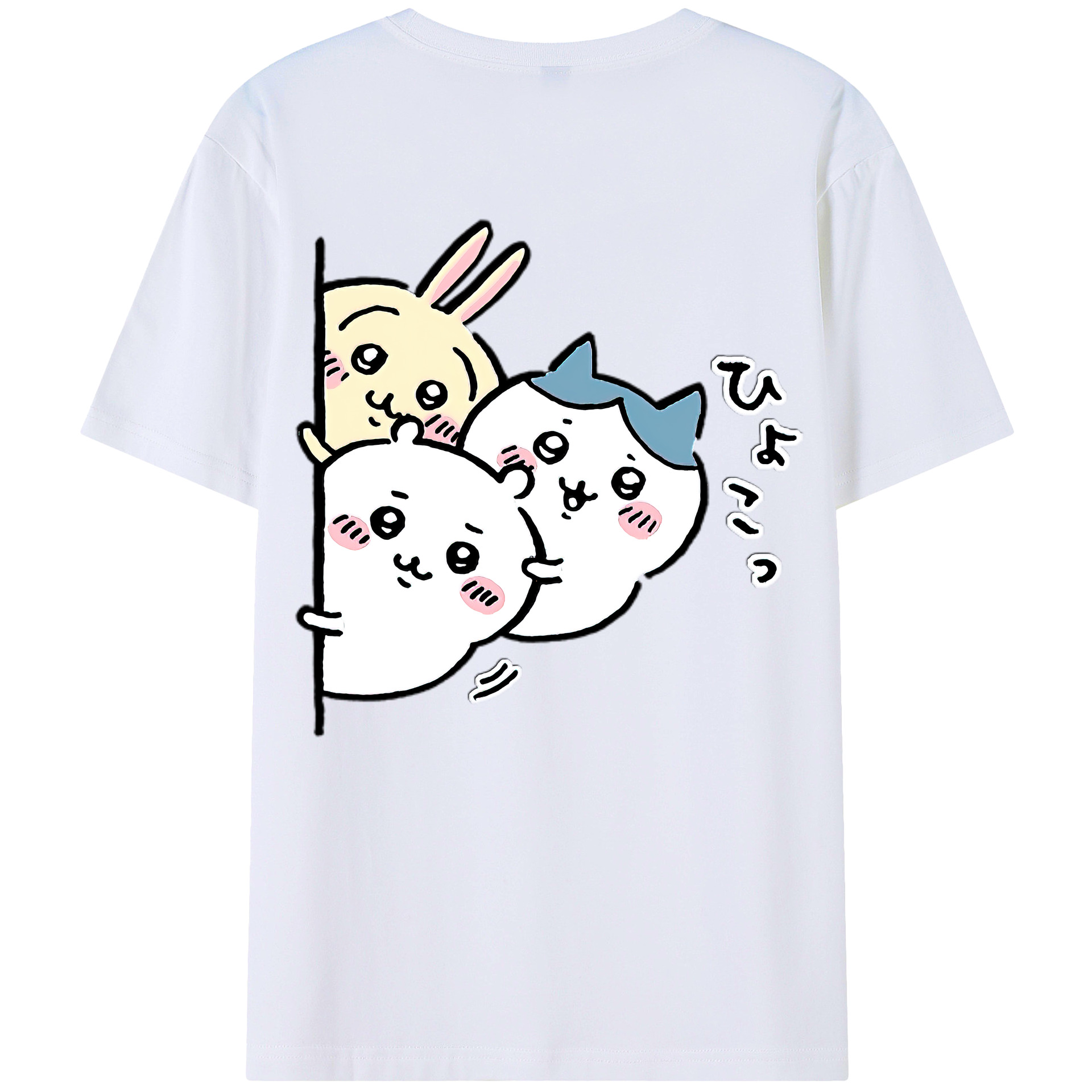 （画像用） ちいかわ うさぎ Chii-kawa usagi 綿100％半袖Tシャツ（背面プリント）