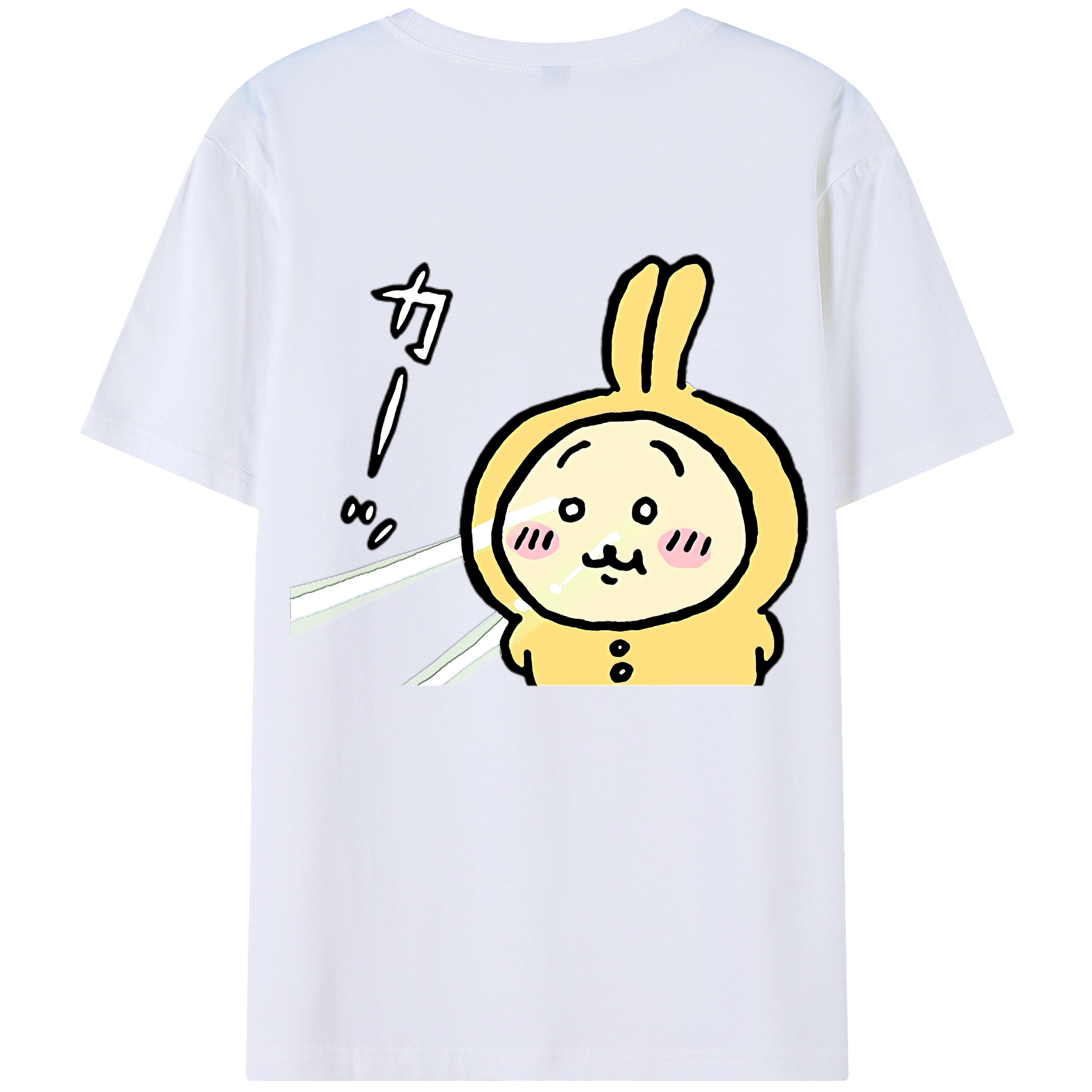 （画像用） ちいかわ うさぎ Chii-kawa usagi 綿100％半袖Tシャツ（背面プリント）