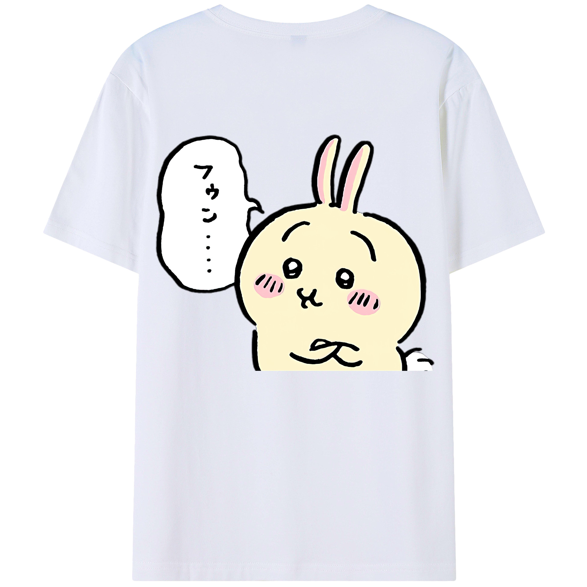 （画像用） ちいかわ うさぎ Chii-kawa usagi 綿100％半袖Tシャツ（背面プリント）