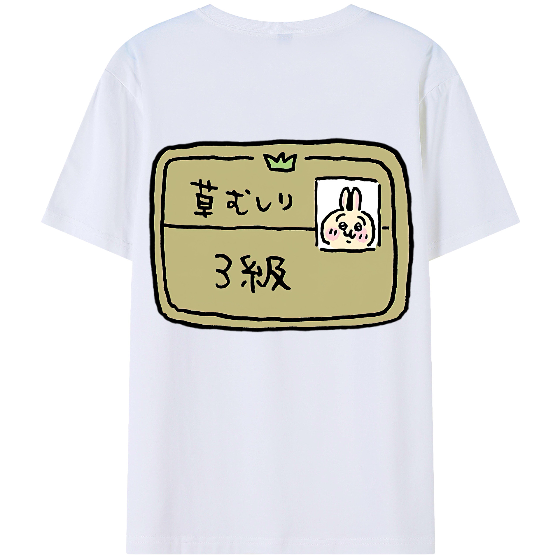 （画像用） ちいかわ うさぎ Chii-kawa usagi 綿100％半袖Tシャツ（背面プリント）