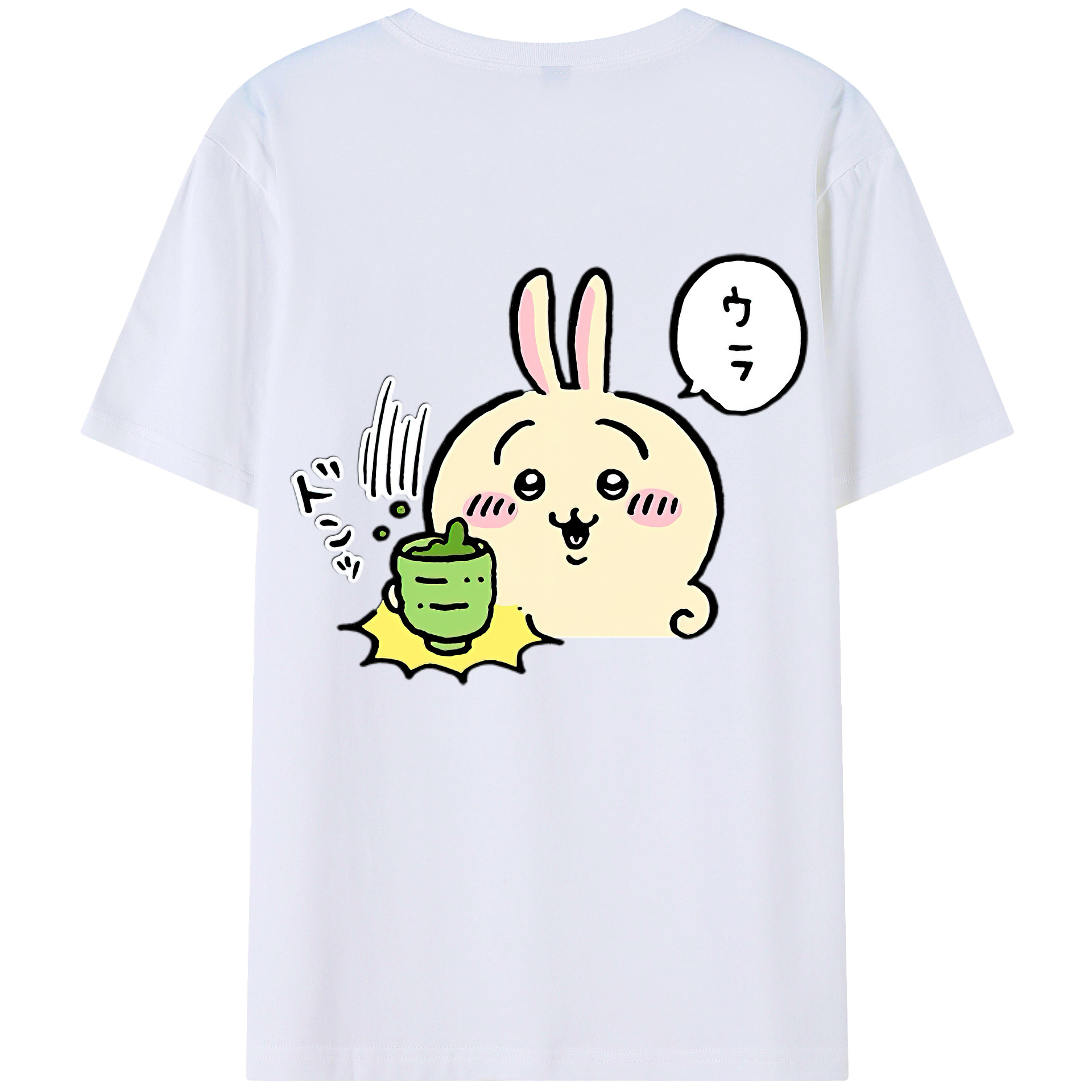 （画像用） ちいかわ うさぎ Chii-kawa usagi 綿100％半袖Tシャツ（背面プリント）