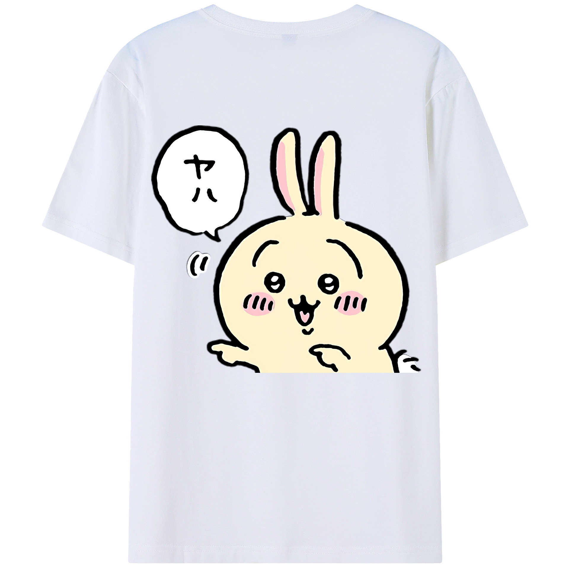 （画像用） ちいかわ うさぎ Chii-kawa usagi 綿100％半袖Tシャツ（背面プリント）