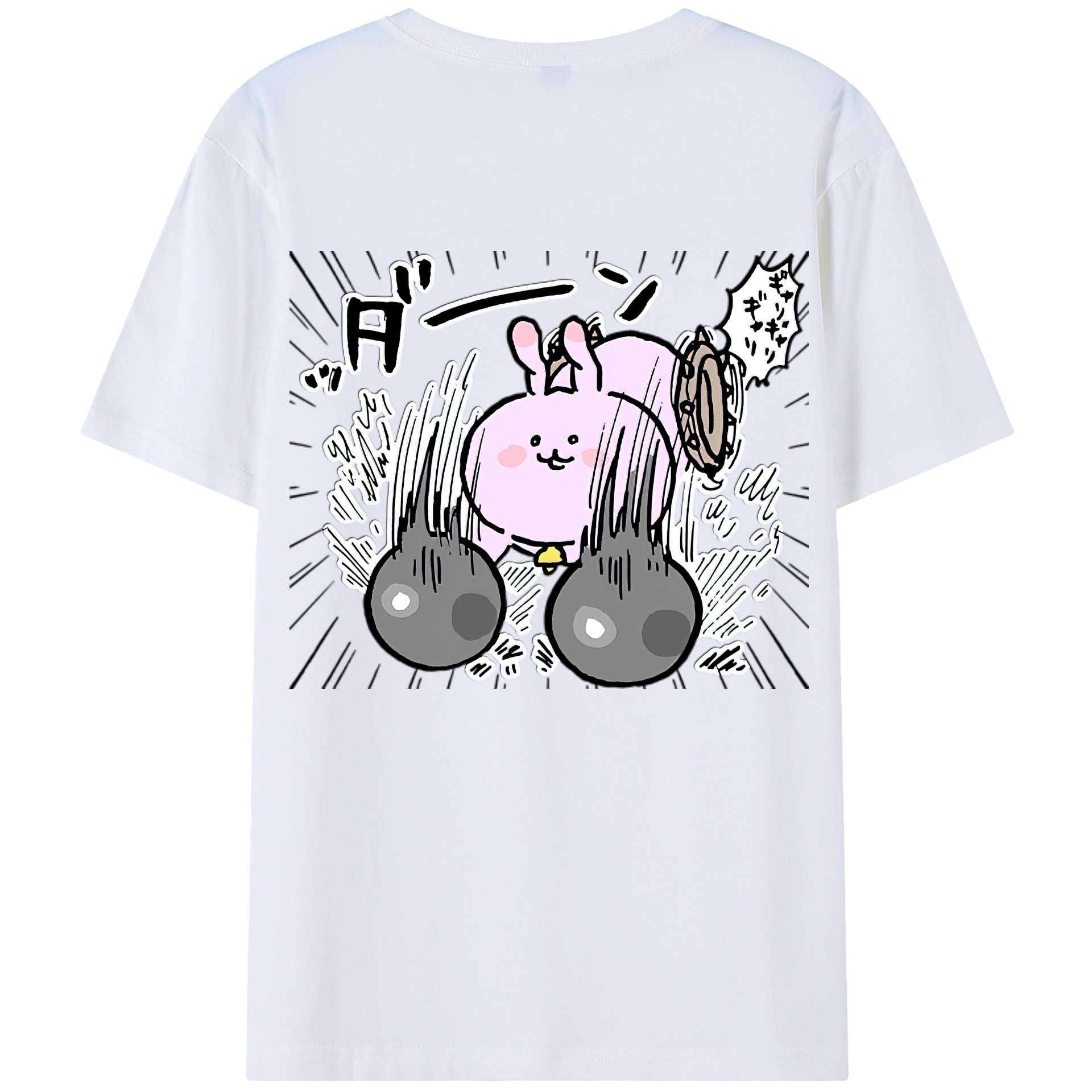 （画像用） ちいかわ うさぎ Chii-kawa usagi 綿100％半袖Tシャツ（背面プリント）