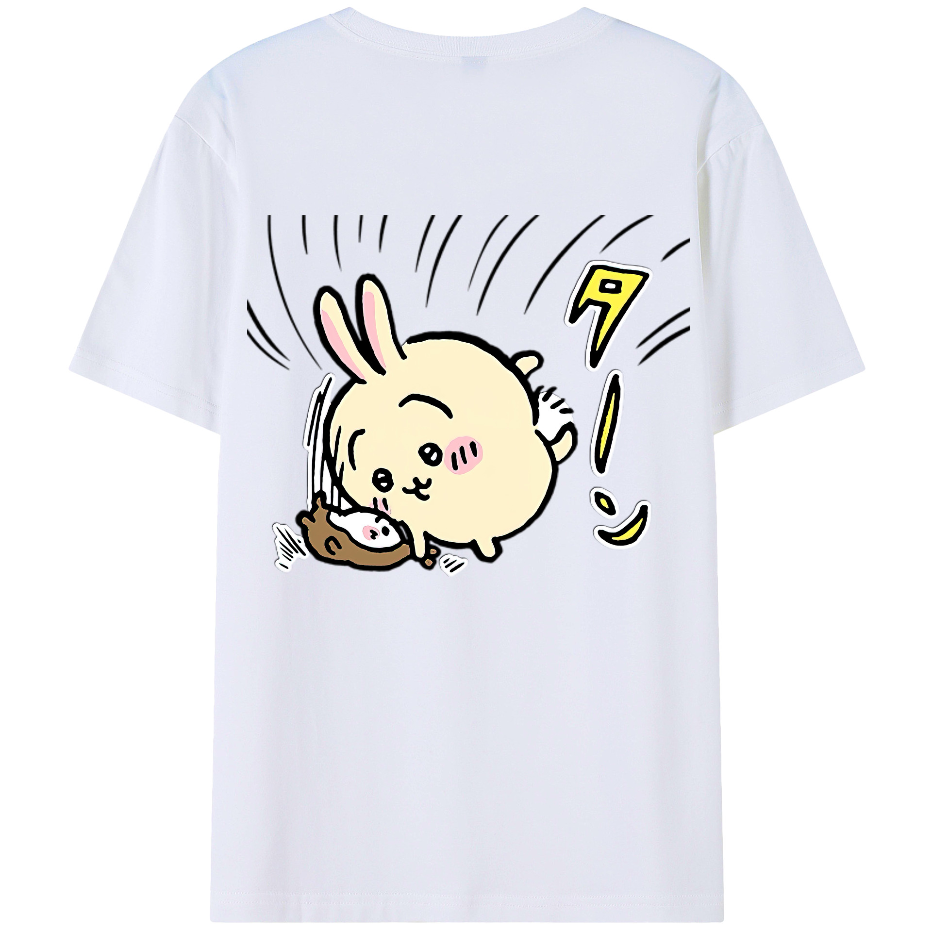 （画像用） ちいかわ うさぎ Chii-kawa usagi 綿100％半袖Tシャツ（背面プリント）
