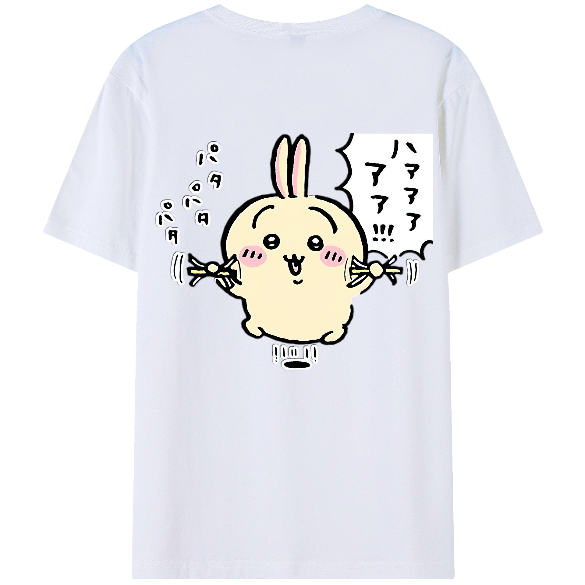 （画像用） ちいかわ うさぎ Chii-kawa usagi 綿100％半袖Tシャツ（背面プリント）