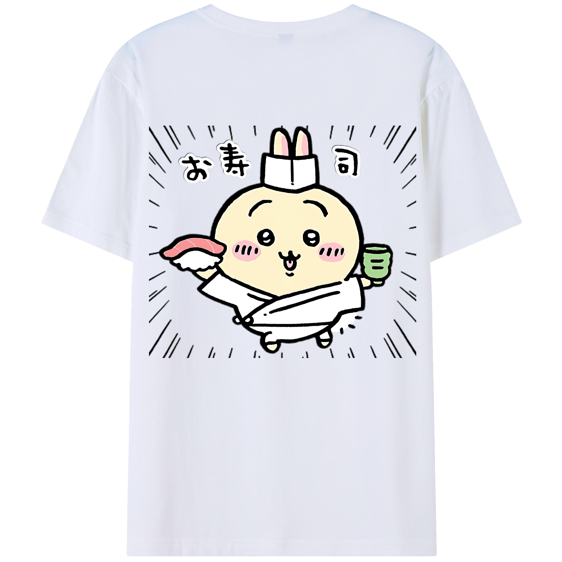 （画像用） ちいかわ うさぎ Chii-kawa usagi 綿100％半袖Tシャツ（背面プリント）