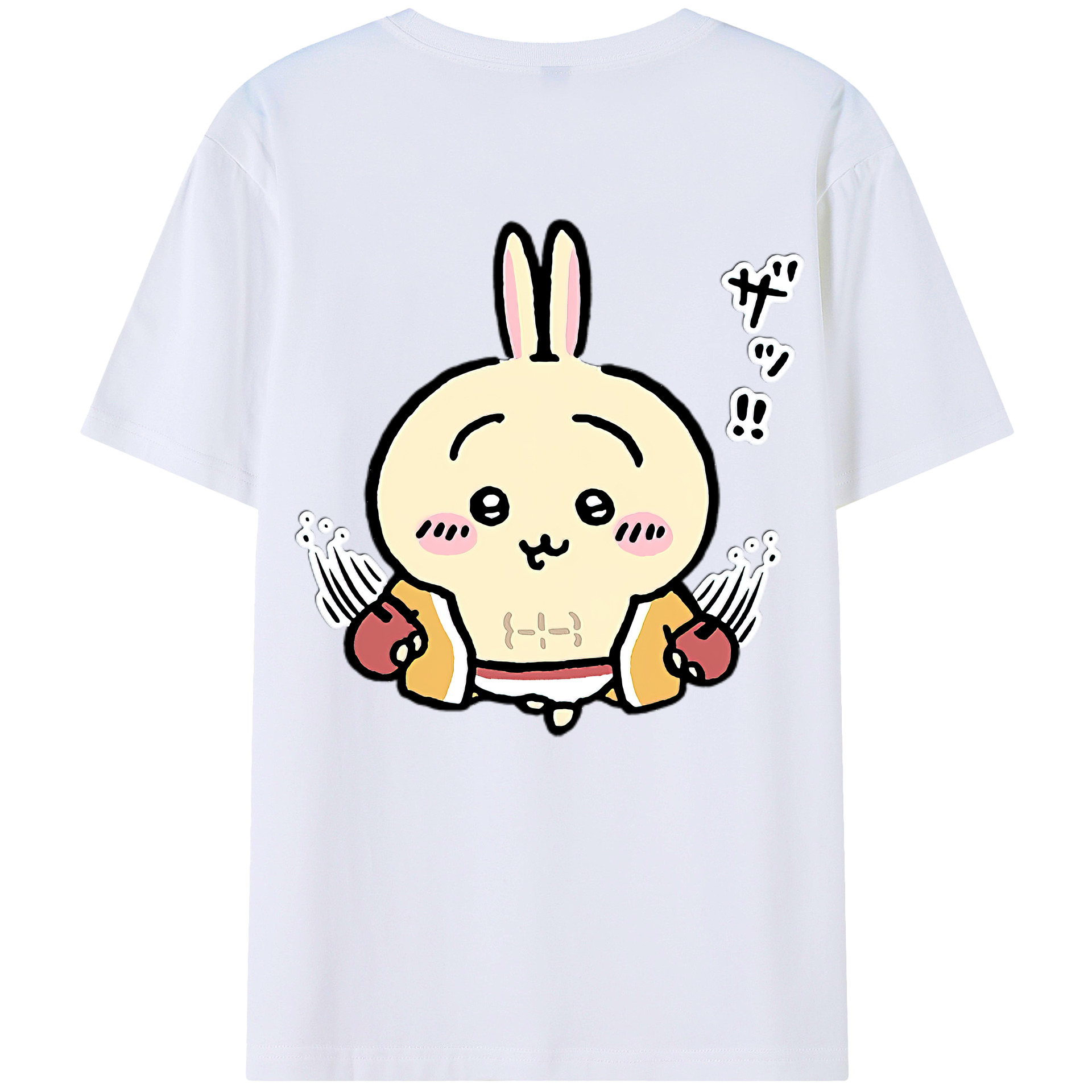 （画像用） ちいかわ うさぎ Chii-kawa usagi 綿100％半袖Tシャツ（背面プリント）