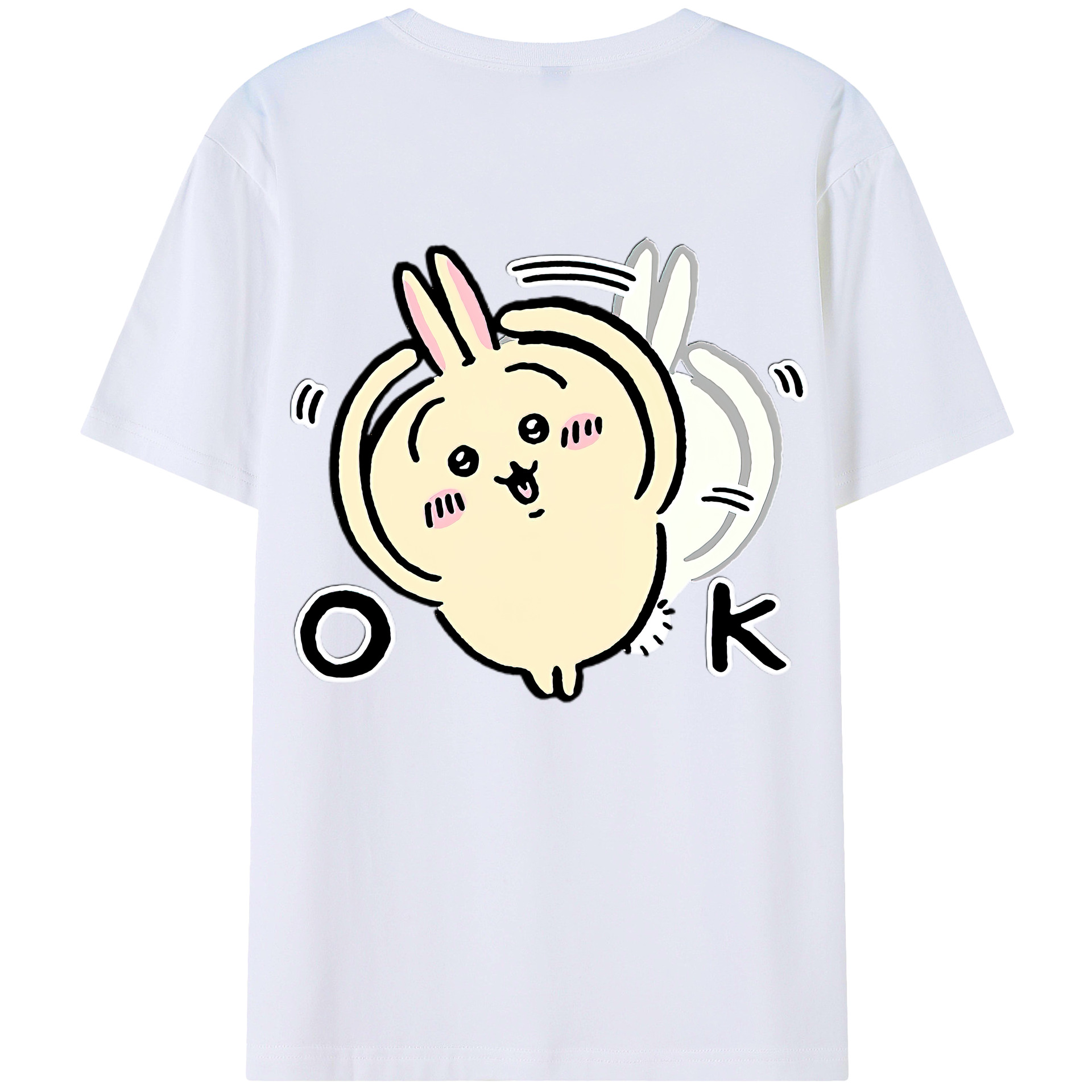 （画像用） ちいかわ うさぎ Chii-kawa usagi 綿100％半袖Tシャツ（背面プリント）