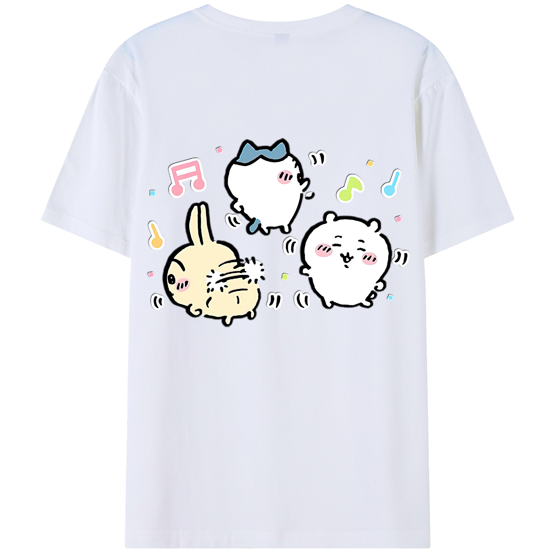 （画像用） ちいかわ うさぎ Chii-kawa usagi 綿100％半袖Tシャツ（背面プリント）