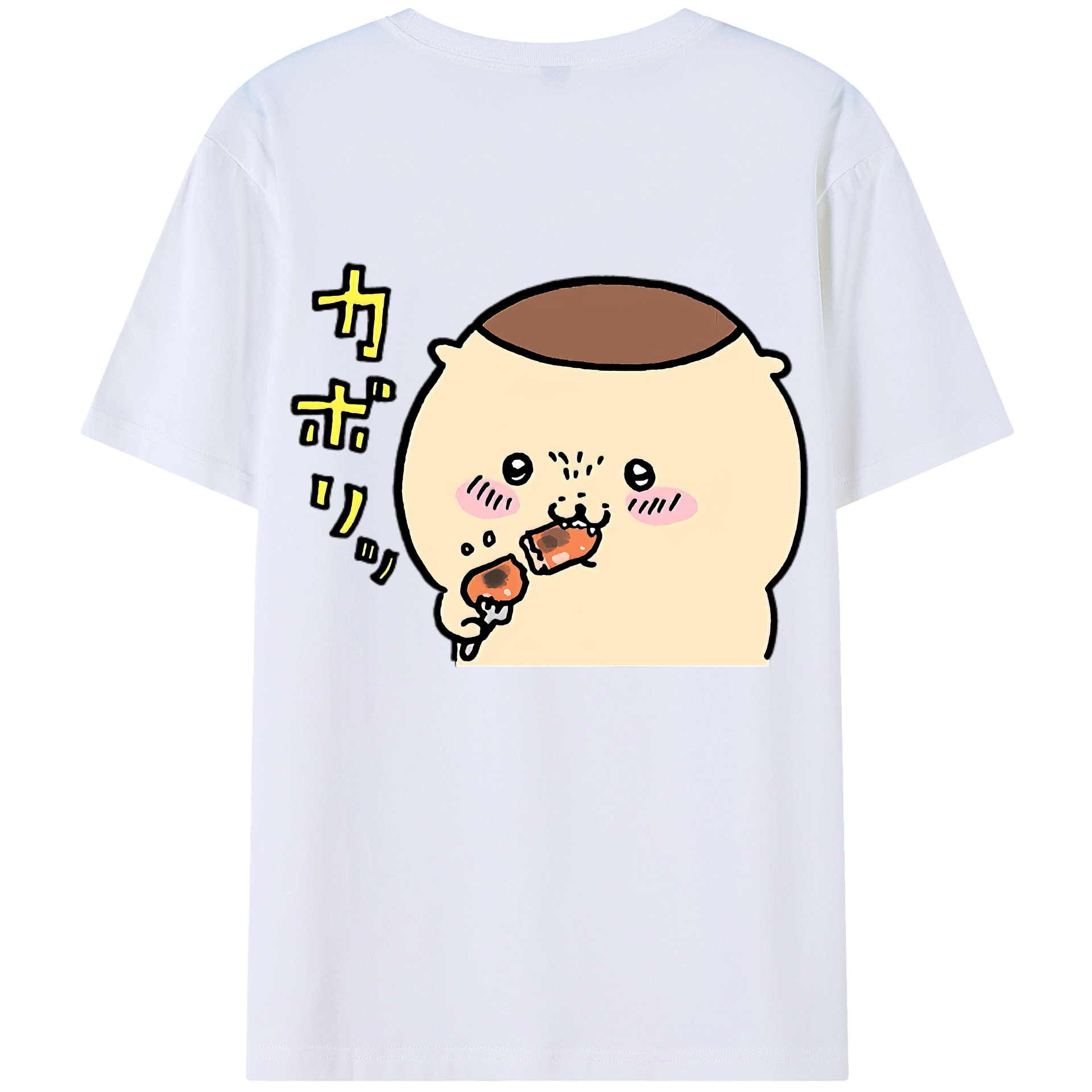 （画像用） ちいかわ くりまんじゅう Chii-kawa kuri manjū 綿100％半袖Tシャツ（背面プリント）